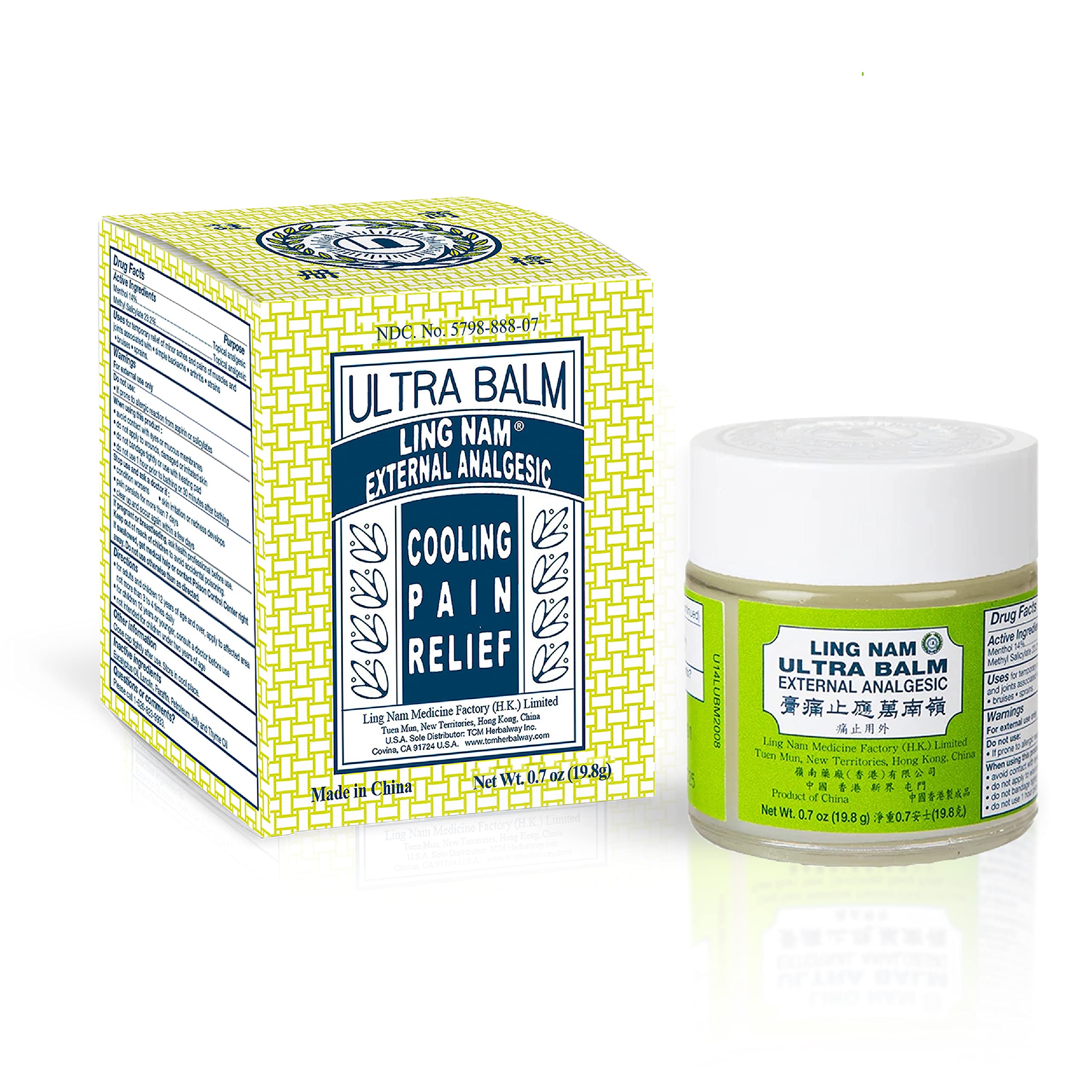 Ling Nam Ultra Balm External Analgesic, for Cooling Pain Relief Simple Backache Arthritis Strains Bruises Sprain, Muscle Pain, Muscle Soreness,0.7oz/19.8g Ling Nam uk supplements