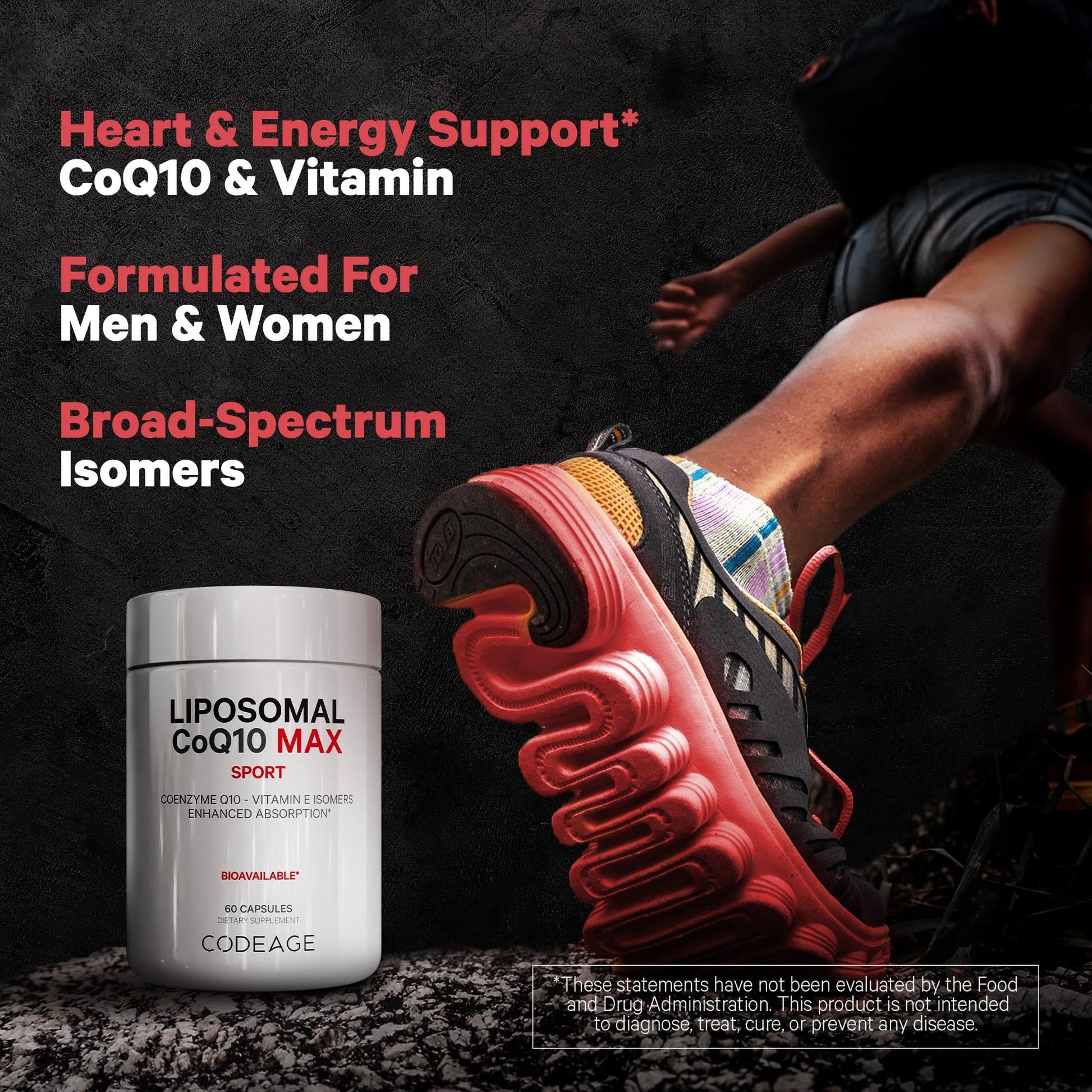 Codeage Liposomal CoQ10 Max Supplement - 250 mg Coenzyme Q10 with Vitamin E Isomers Tocopherols - 2-Month Supply - 1 Capsule Per Serving - Liposomal Delivery - Non-GMO, Gluten-Free - 60 Capsules Codeage uk supplements