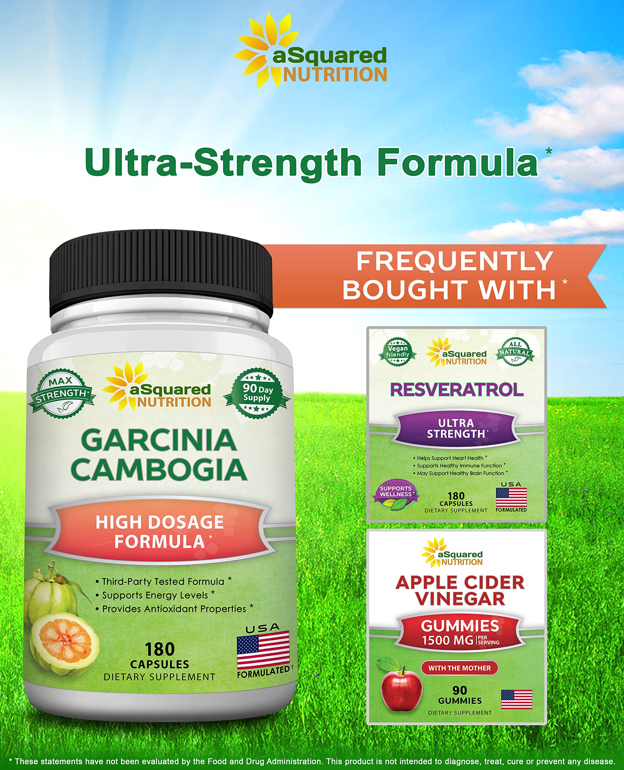 aSquared Nutrition Garcinia Cambogia 1600mg-180 Capsules-Natural Pure Extract Pills aSquared Nutrition uk supplements