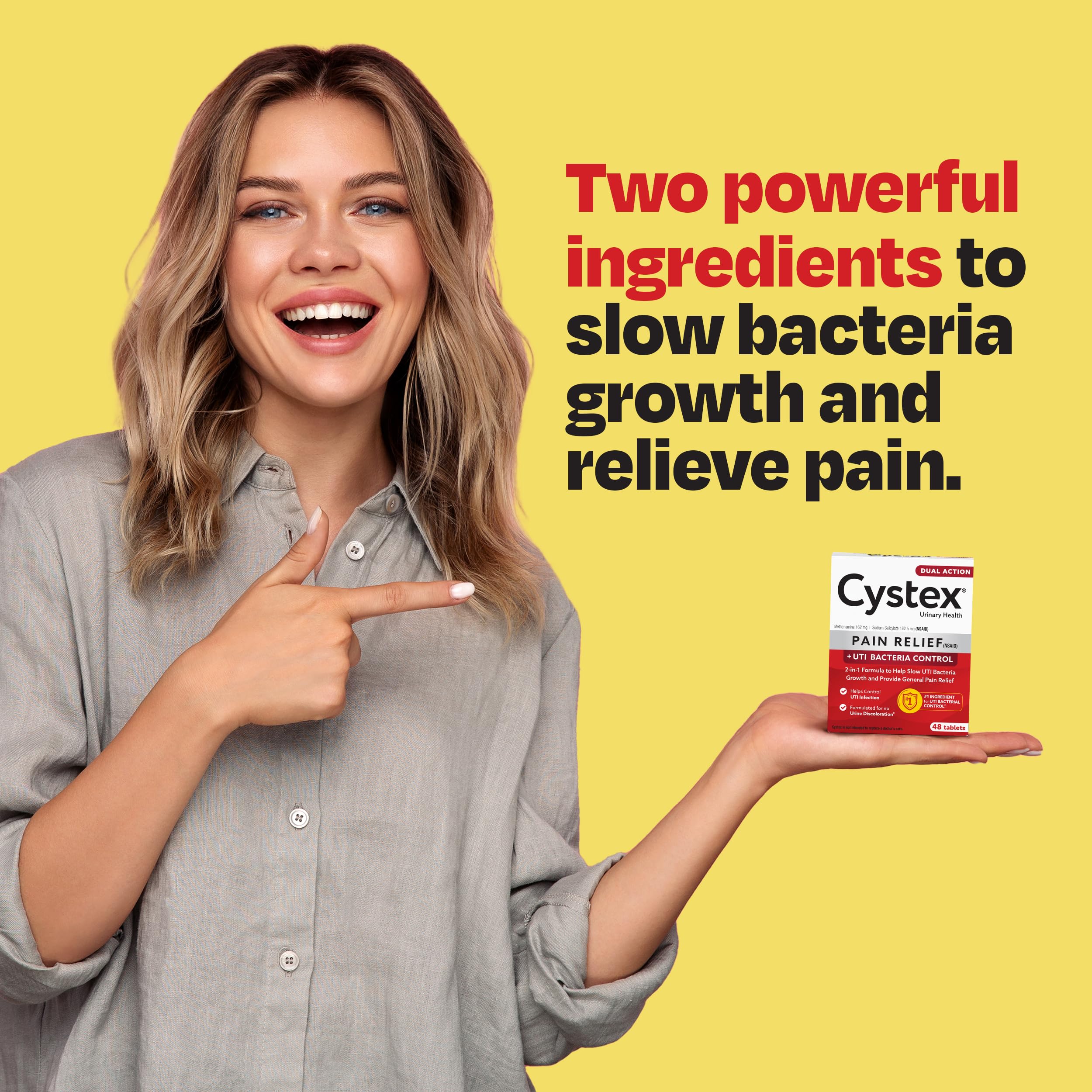 Cystex Dual-Action UTI Pain Relief & Prevention Tablets - 2-in-1 Formula Relieves Burning, Urgency, & Discomfort While Slowing Bacterial Growth - Non-Staining, Fast-Acting - 48-Count Cystex uk supplements