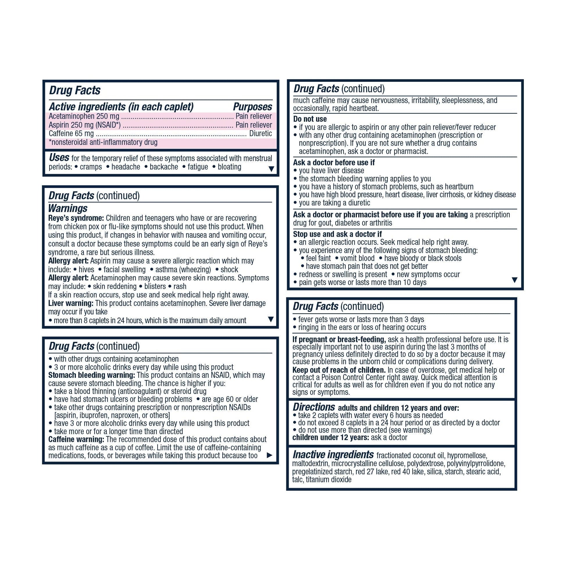 Pamprin Maximum Strength Max Formula, with Acetaminophen, Menstrual Period Symptoms Relief Pamprin uk supplements