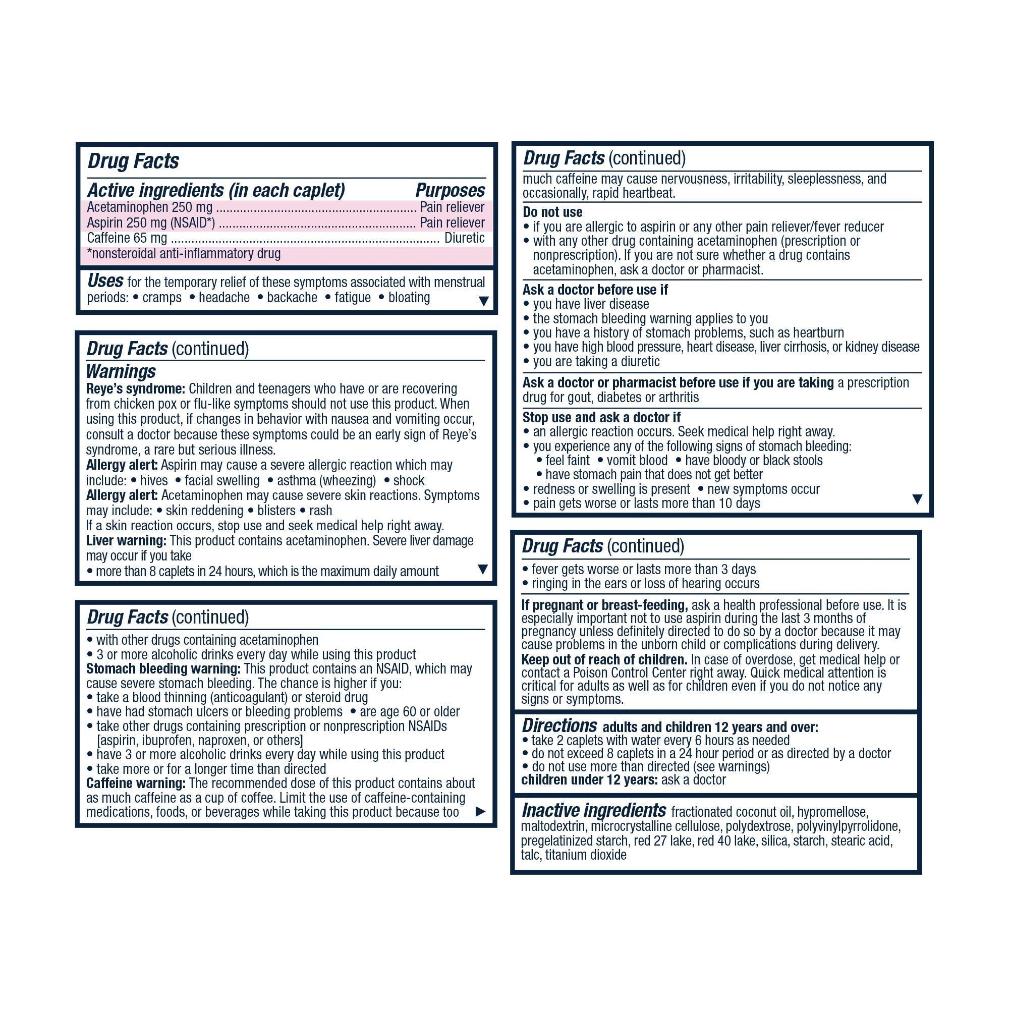 Pamprin Maximum Strength Max Formula, with Acetaminophen, Menstrual Period Symptoms Relief Pamprin uk supplements