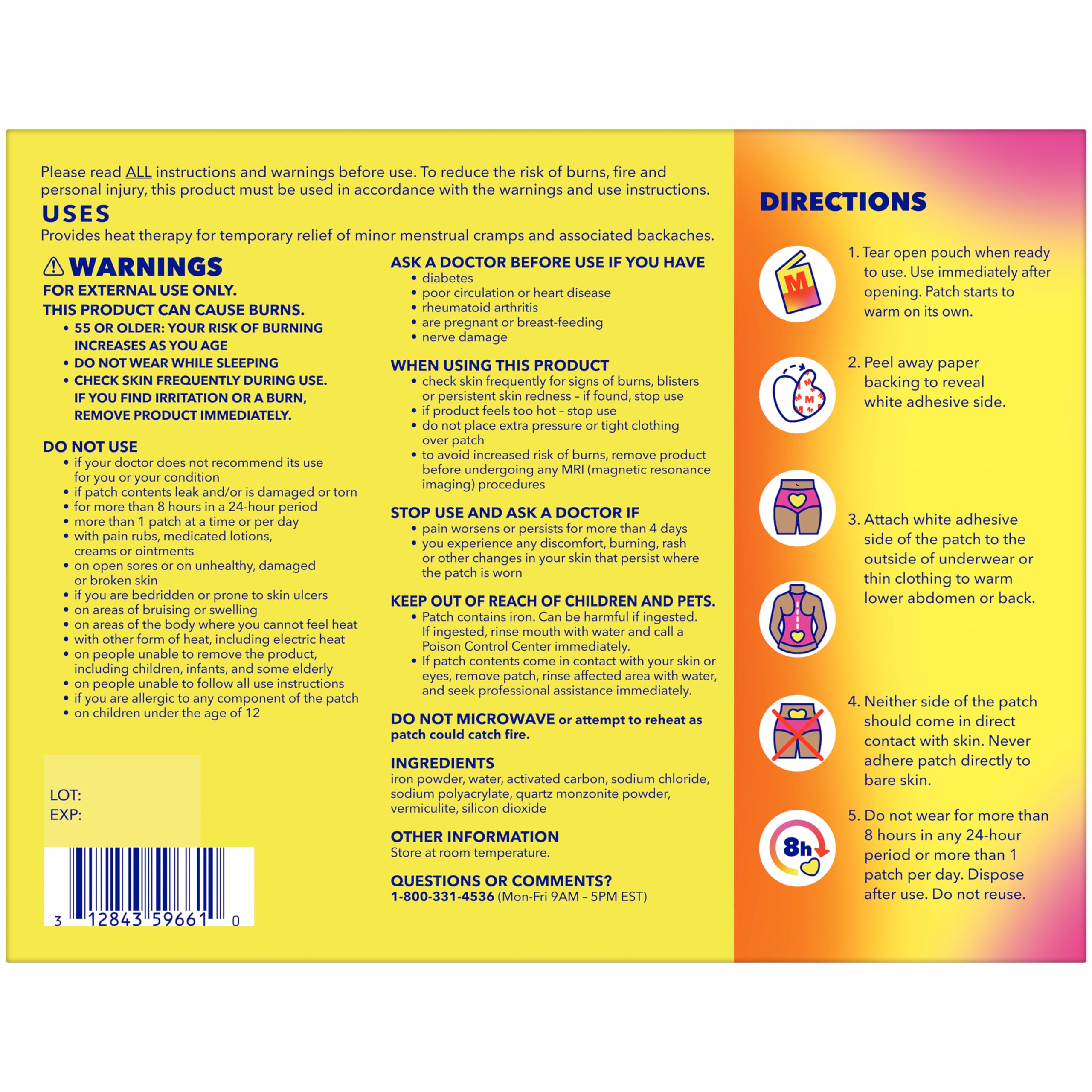 Midol Heat Vibes Menstrual Pain Relief Heat Patches - 6 Count Pack for Period Cramps and Backache Midol uk supplements