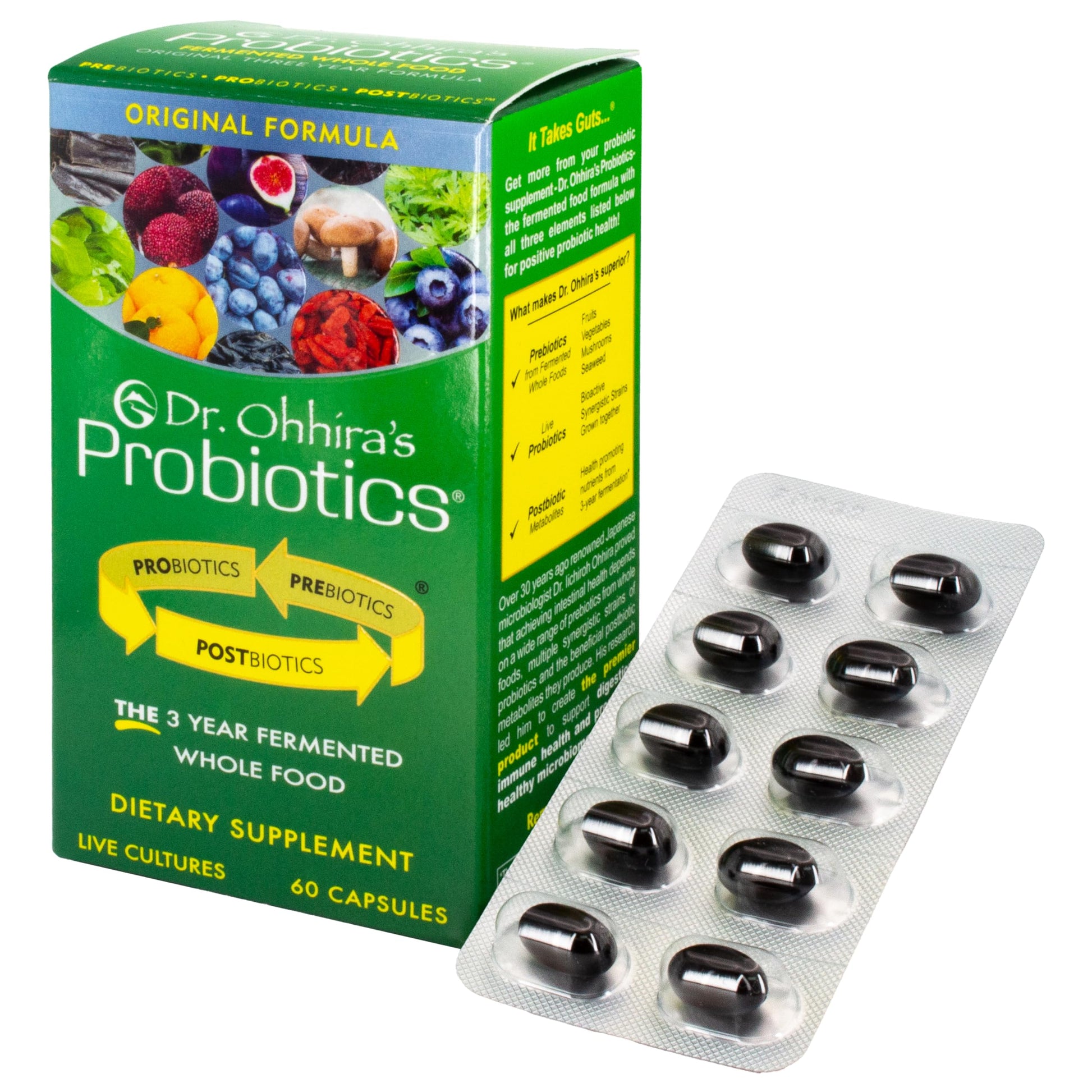 Essential Formulas Dr. Ohhira’s Probiotics Original Formula with 3 Year Fermented Prebiotics, Live Active Probiotics and The only Product with Postbiotic Metabolites, 60 Capsules Essential Formulas uk supplements