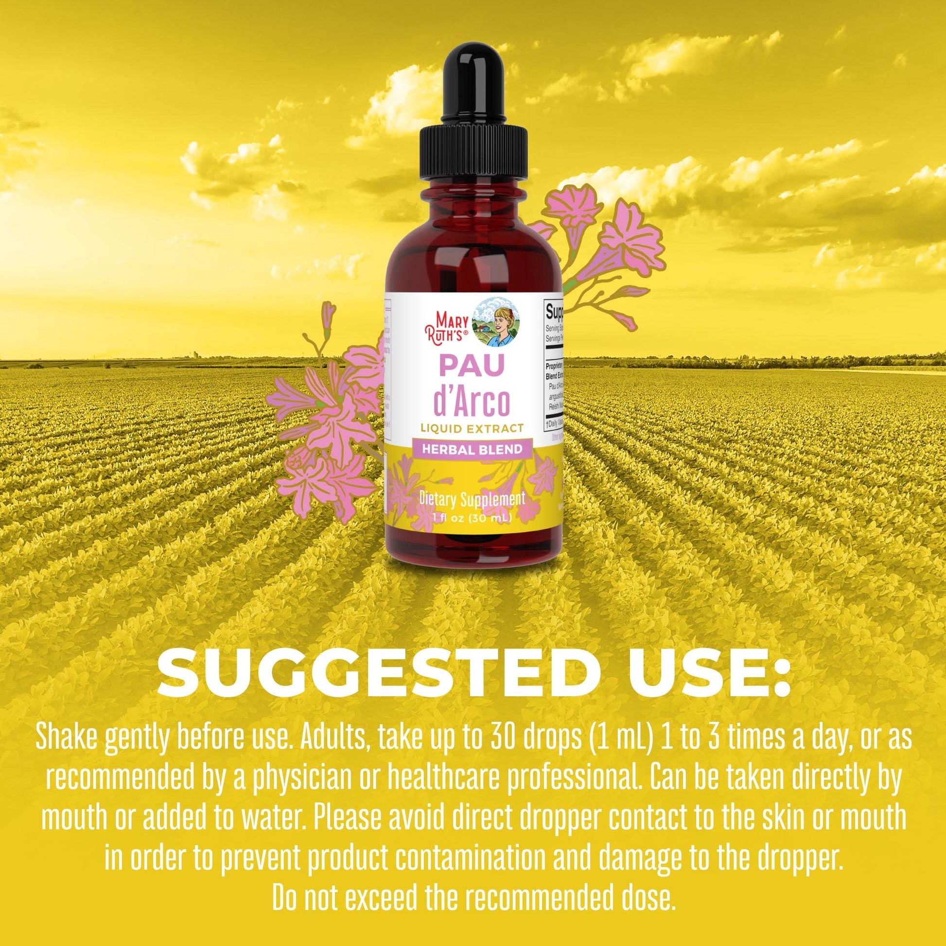 MaryRuth Organics PAU D'Arco Herbal Blend | Reishi Mushroom | Echinacea angustifolia Root | Usnea Lichen | Thyme Leaf | Vegan | Non-GMO Project Verified | Gluten Free | 30 Servings | 1 Fl Oz MARYRUTH'S uk supplements