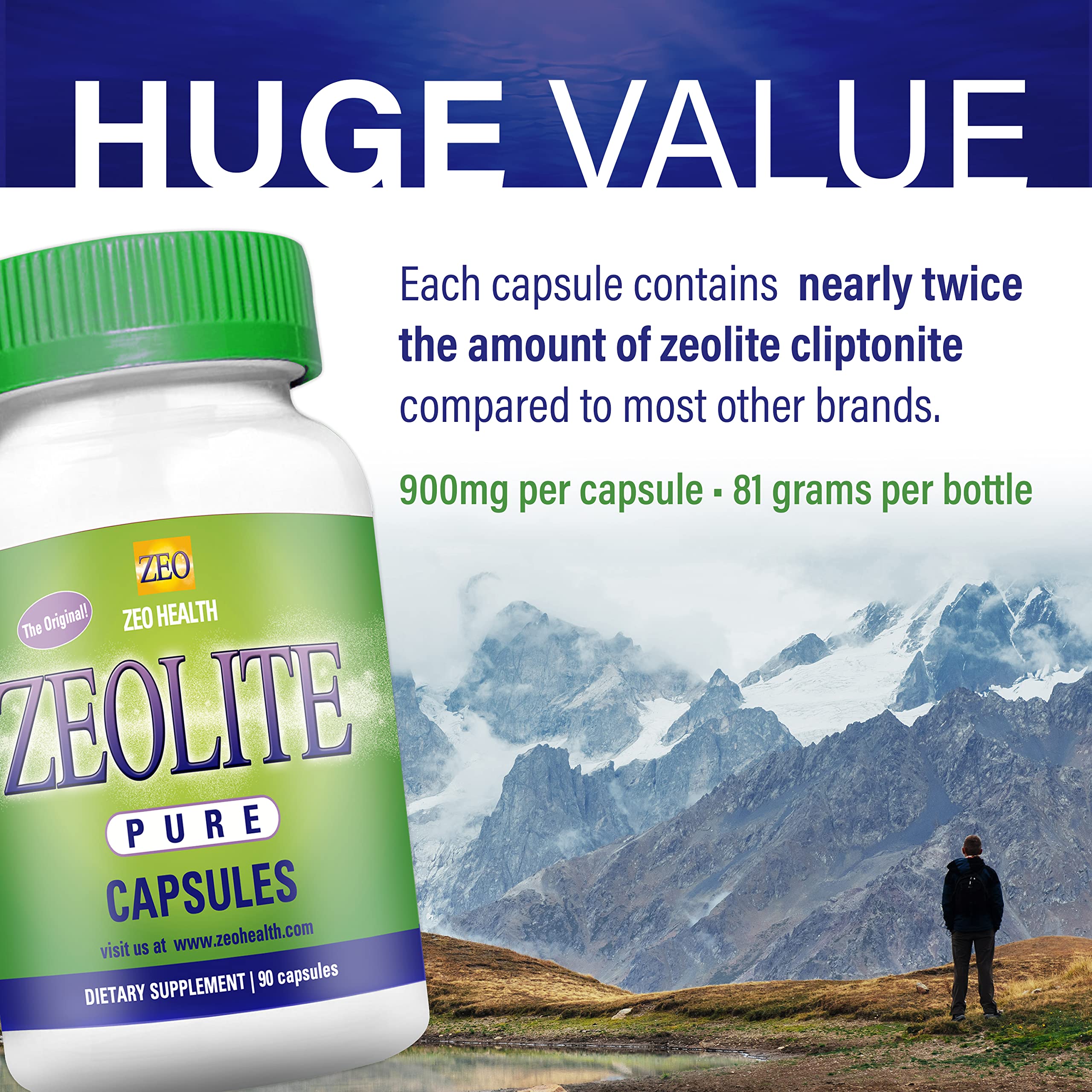 Zeolite Pure Capsules | Zeolite Detox, Extra Strength | Pure, Full Body Cleanse for Women Zeo Health uk supplements