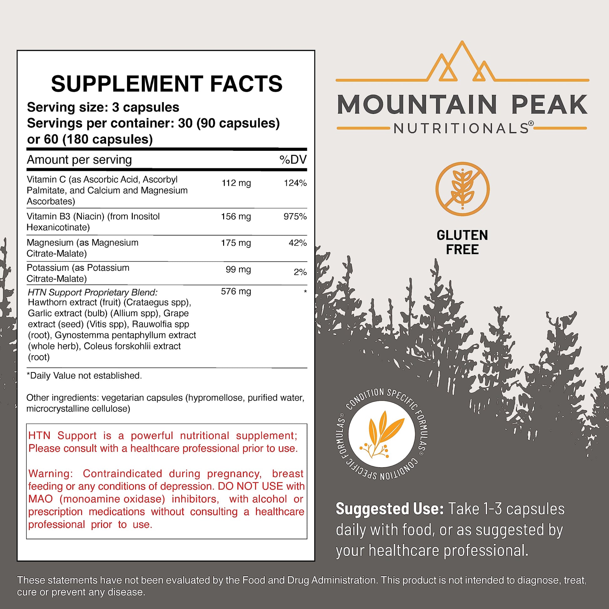 Mountain Peak Nutritionals HTN Blood Pressure Support Supplement for Heart & Circulation Health - Advanced Cardiovascular Formula with Rauwolfia, Hawthorn Berry, & Magnesium (180 Vegetarian Capsules) Mountain Peak Nutritionals uk supplements