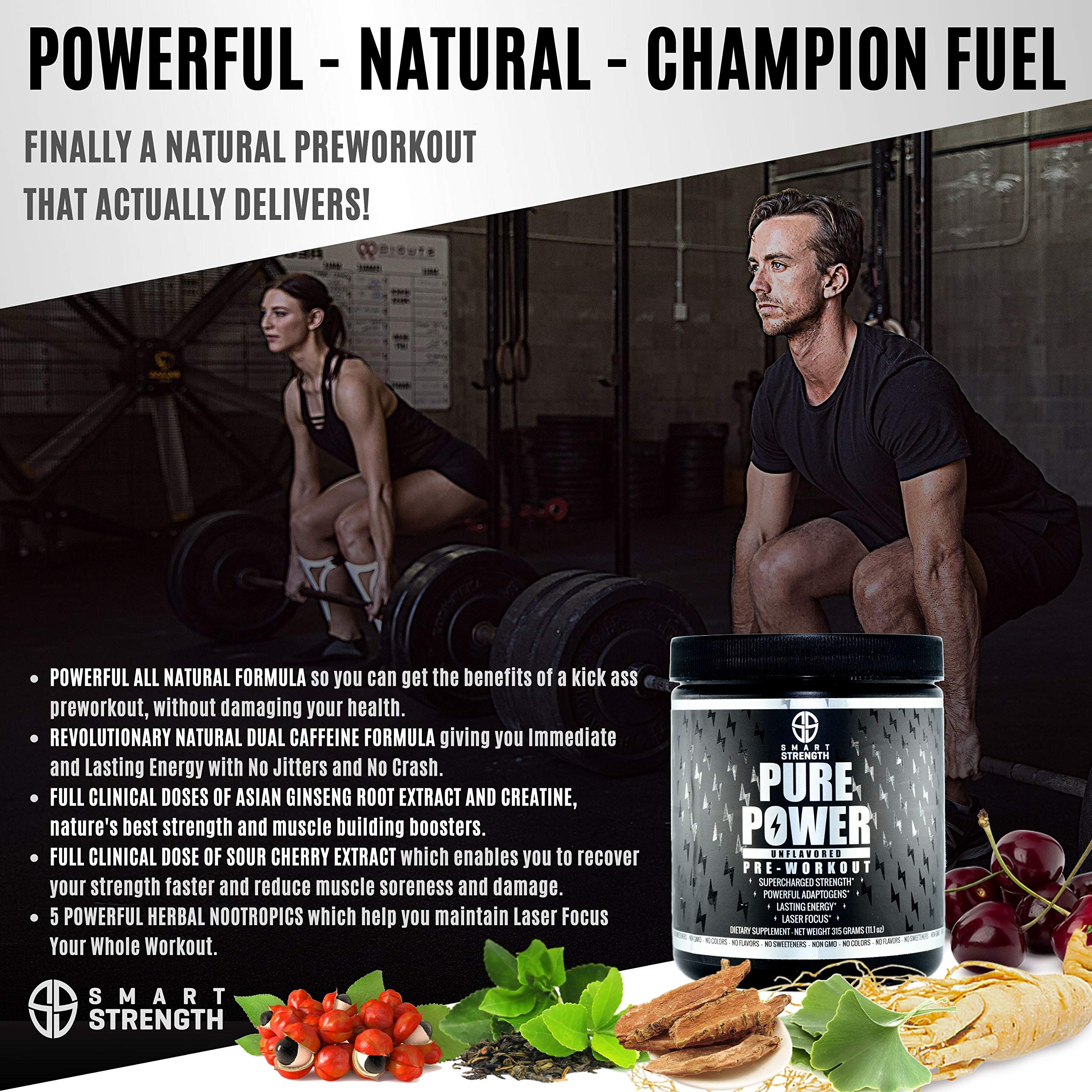 Pre Workout, Best All Natural PreWorkout Supplement. Pure Power, Healthy Pump, Clean SMART STRENGTH uk supplements