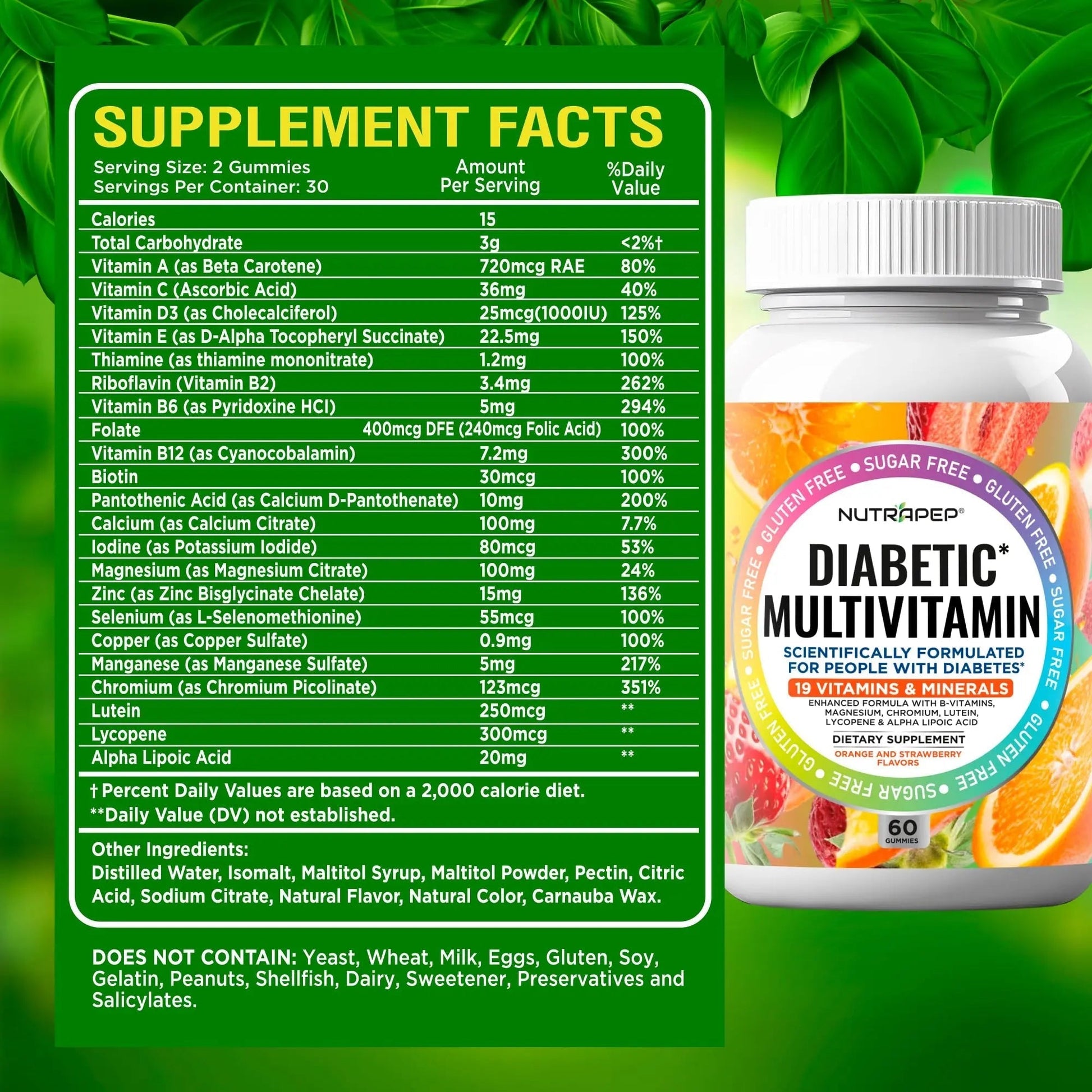 NutraPep Premium Multivitamin Chewable Gummies for Women & Men - Sugar-Free & Gluten Free Supplement Vitamins NutraPep uk supplements