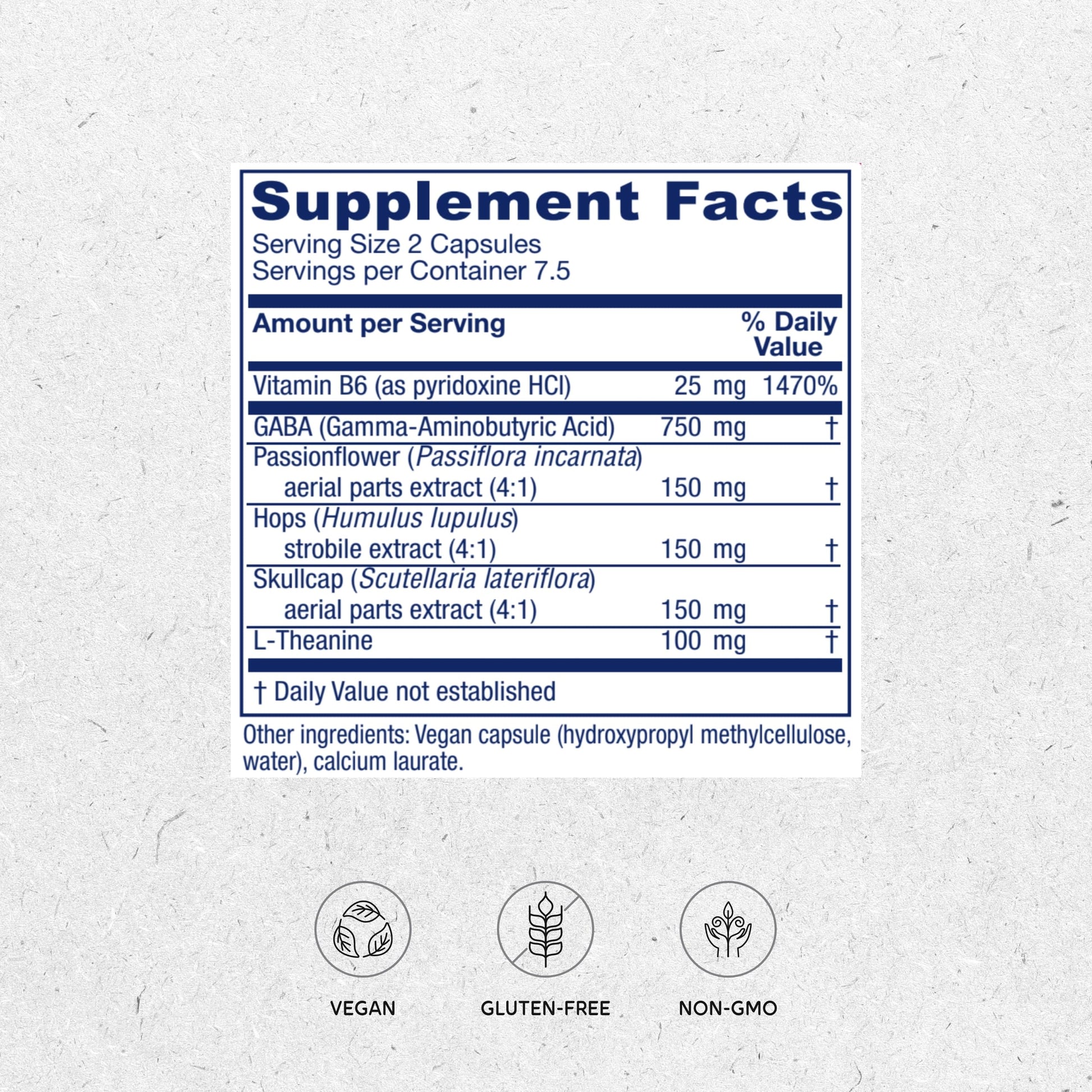 Vitanica GABA Ease - Relaxation Support Supplement with L-Theanine, GABA, & Vitamin B6 - Nervous System Support with Skullcap- Calm Support with Hops & Passion Flower - Vegan, Travel Size -15 Capsules Vitanica uk supplements