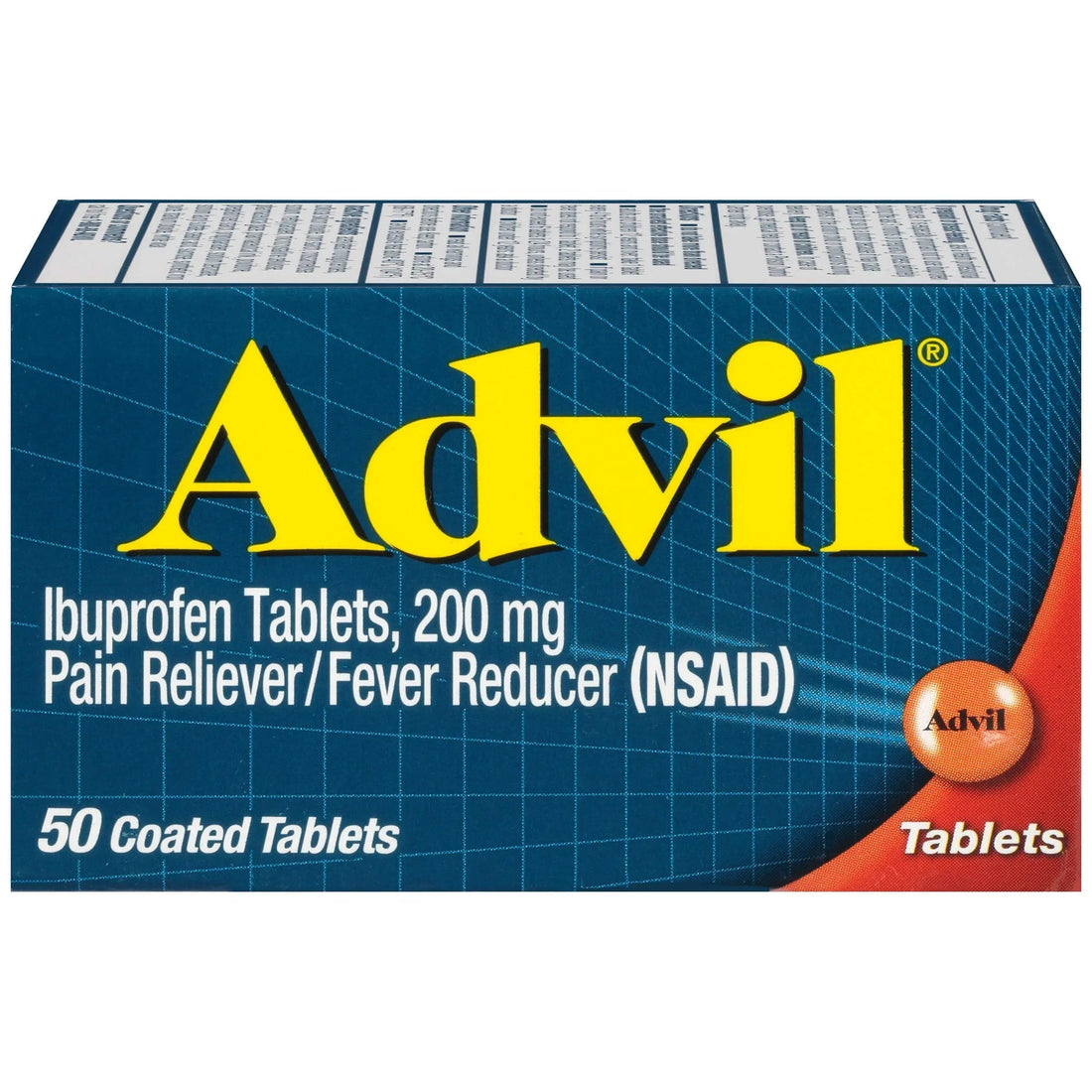 Advil Pain Reliever and Fever Reducer, Ibuprofen 200mg for Pain Relief - 50 Coated Tablets Advil uk supplements