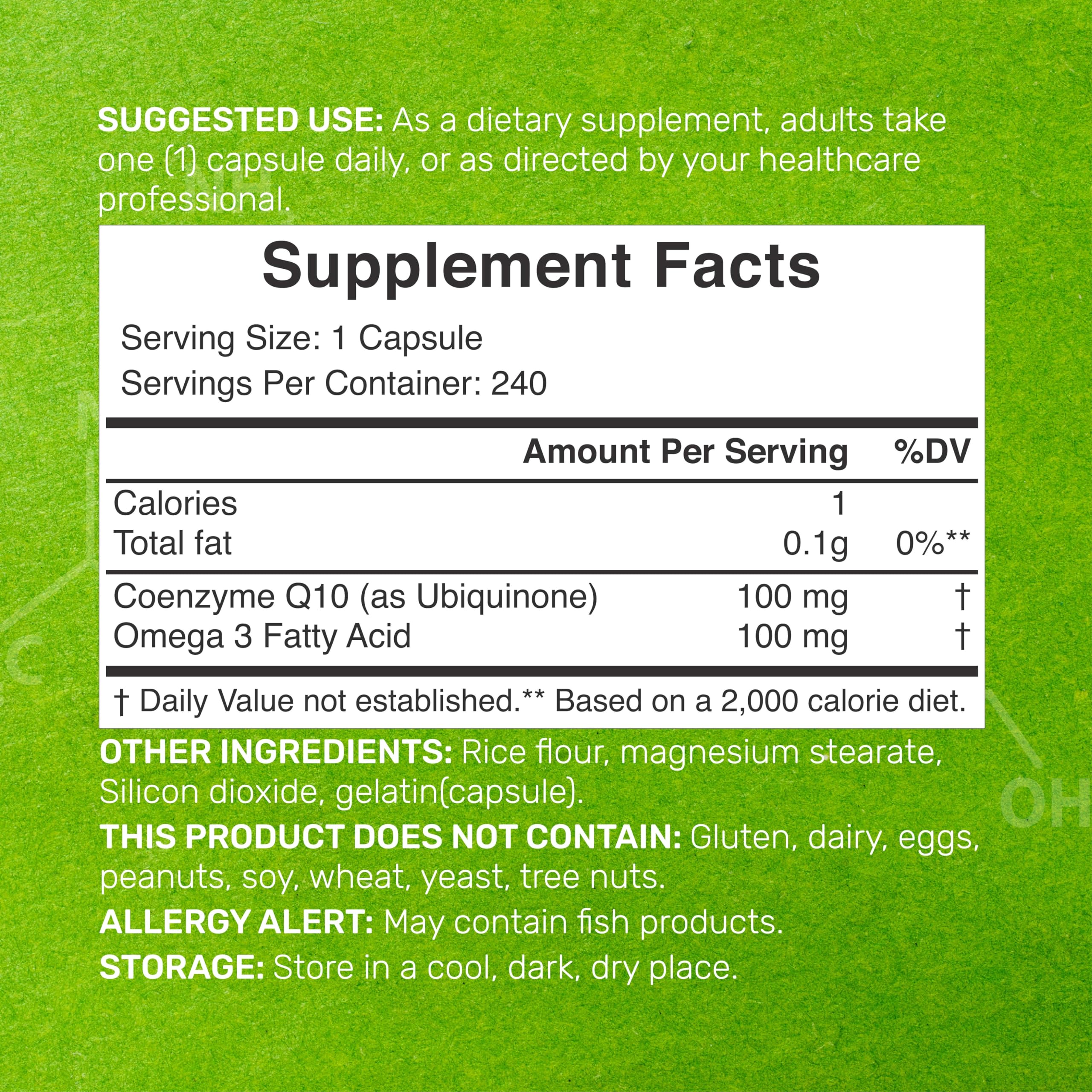 CoQ10 100mg, 240 Capsules – with Omega 3 Fatty Acid 100mg – Bioavailable Coenzyme DEAL SUPPLEMENT uk supplements