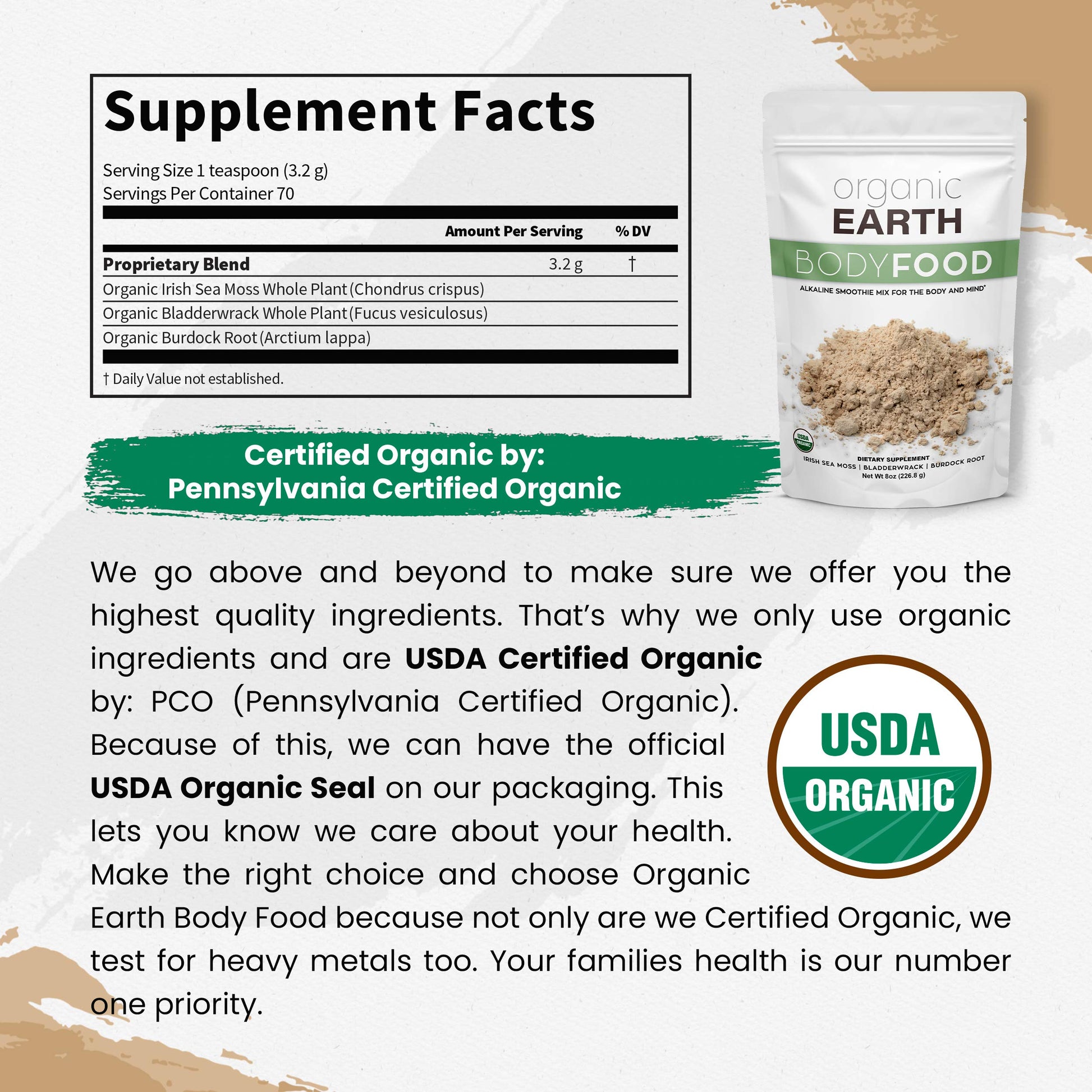 Organic Earth Irish Sea Moss Powder 8oz - Wildcrafted Sea Moss Organic with Bladderwrac Organic Earth uk supplements