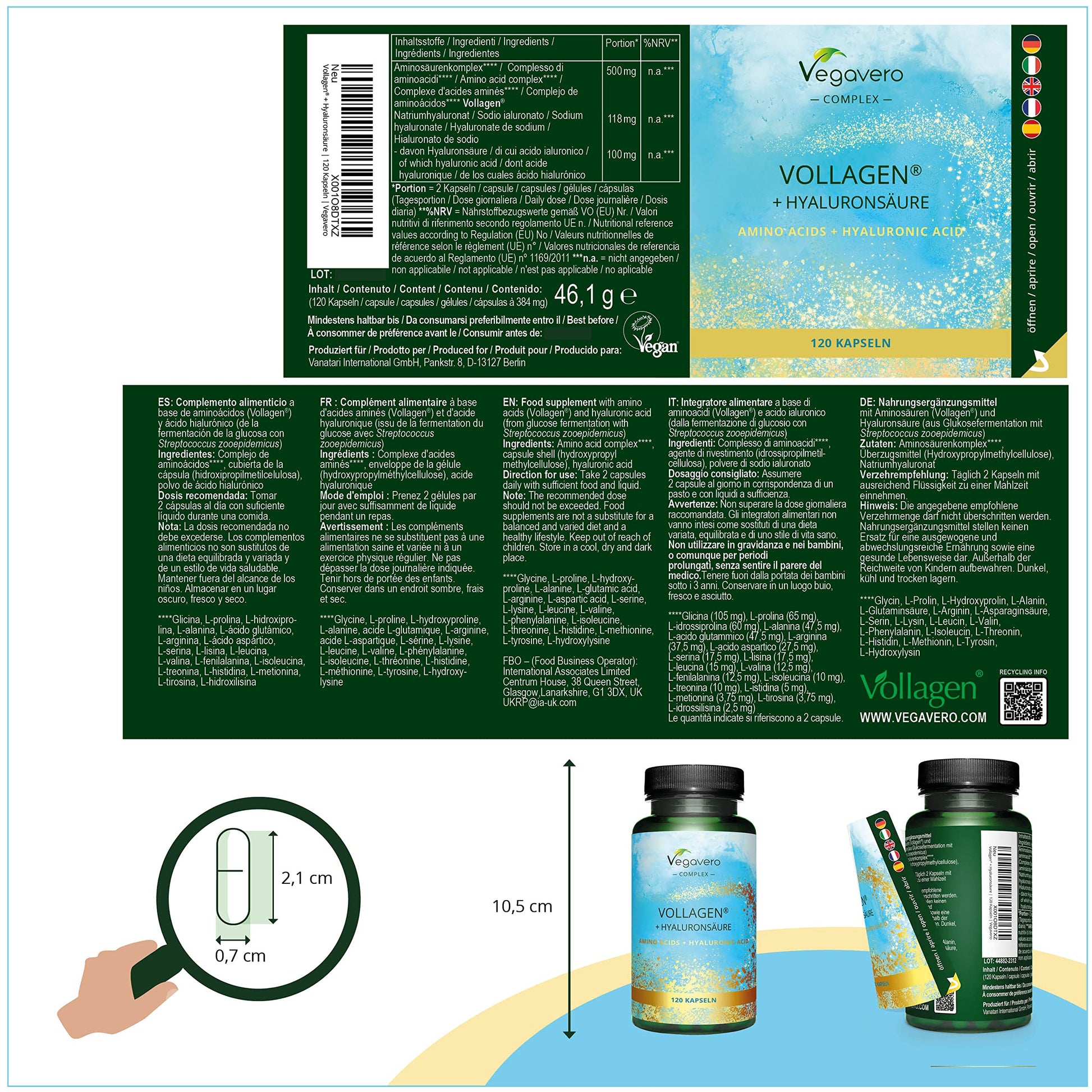 Vegavero Vegan Collagen Complex + Hyaluronic Acid | NO Additives | Vegan Collagen Powder Vollagen® Vegavero uk supplements