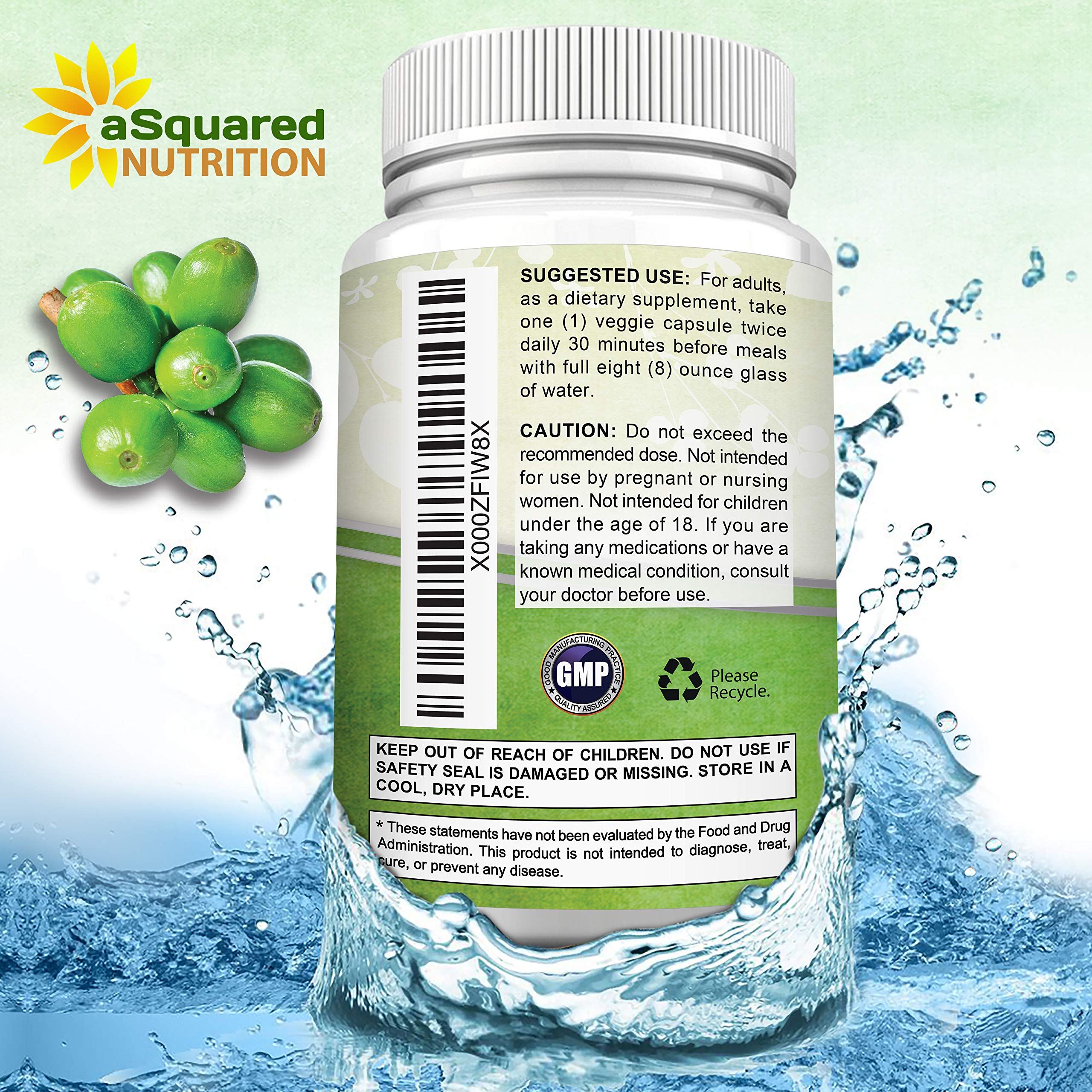 aSquared Nutrition Natural Green Coffee Bean Formula-180 Capsules-Max Strength GCA aSquared Nutrition uk supplements