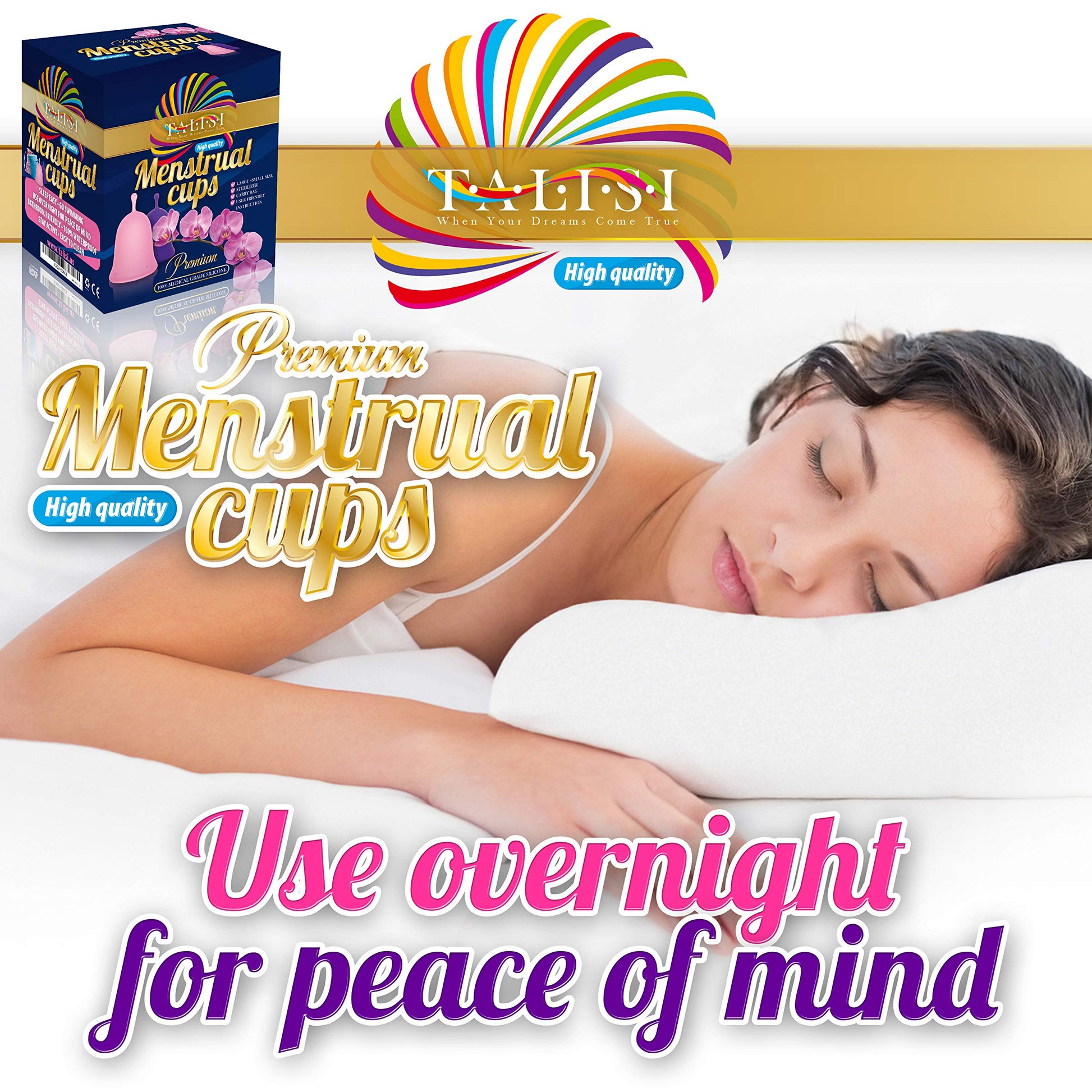 Talisi Menstrual Cups Set of 2 with Collapsible Silicone Sterilizer - Soft & Flexible Sensitive Feminine TALISI WHEN YOUR DREAMS COME TRUE uk supplements