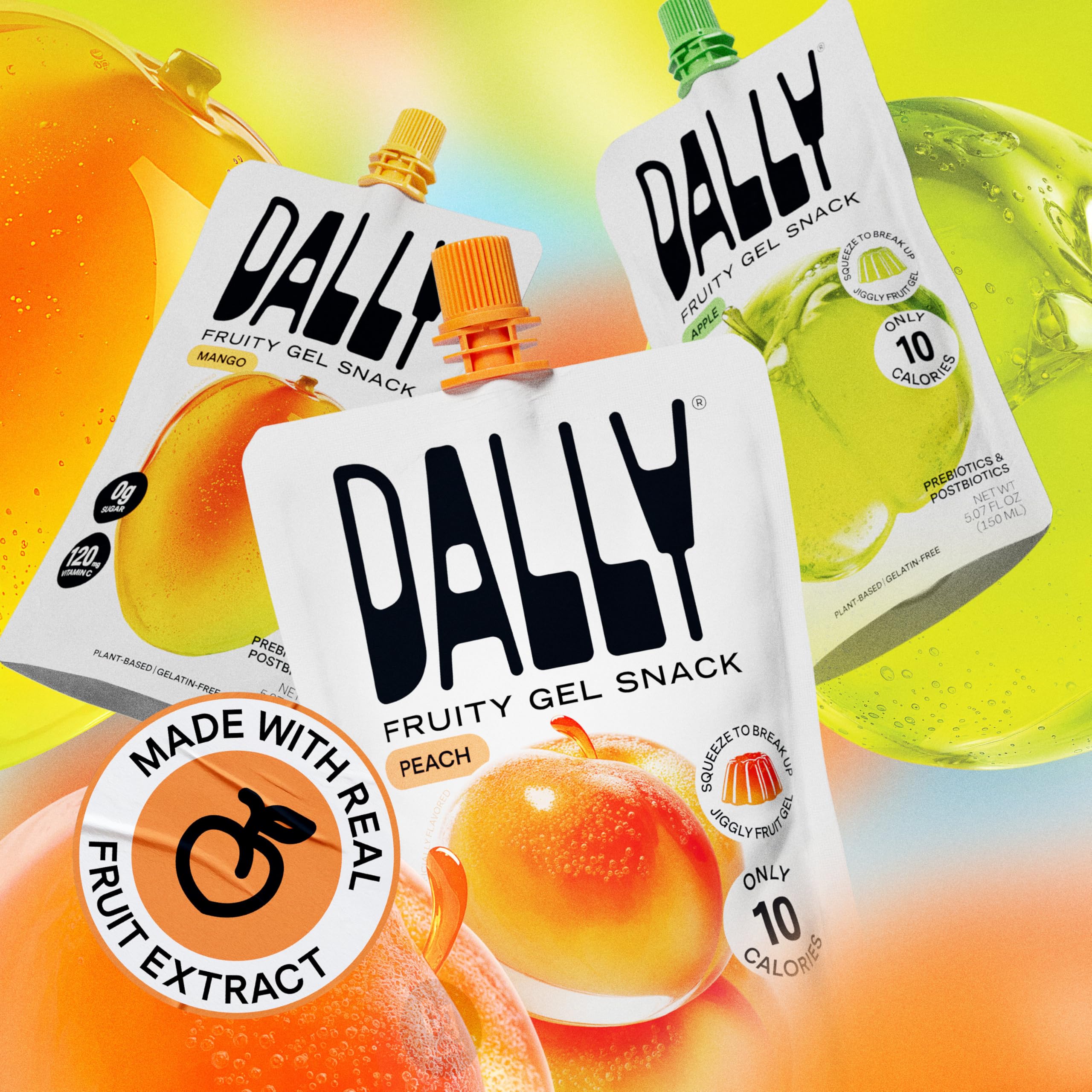 Dally Variety Pack [Mango, Peach & Apple] Drinkable Konjac Jelly 10 Pouches | 10-Calorie Keto, Gluten Free, Sugar Free Korean Fruit Snack | Prebiotics & Postbiotics for Skin, Immune, Weight Management DALLY uk supplements