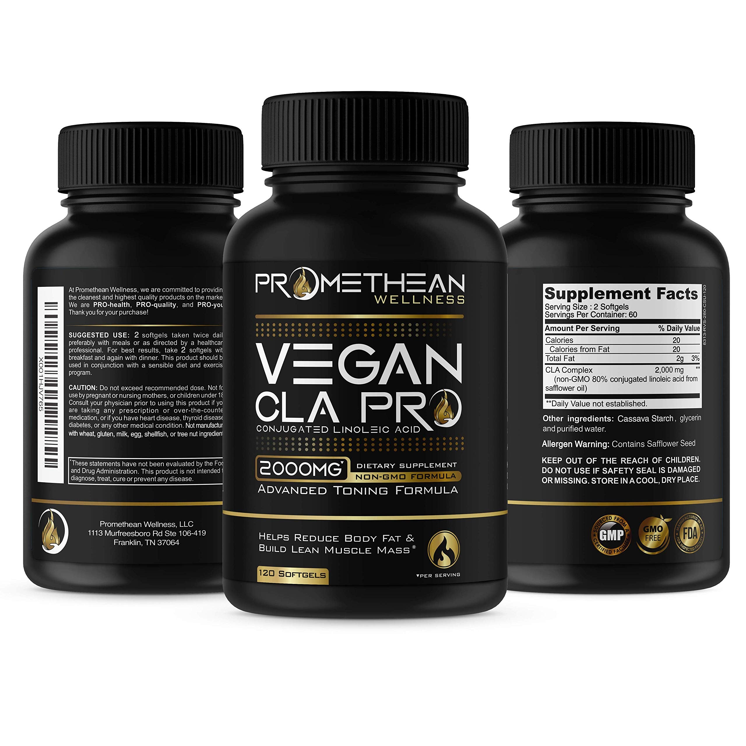 Vegan CLA Pro 2000 mg Pure Premium CLA Safflower Oil Conjugated Linoleic Acid Best Promethean Wellness uk supplements