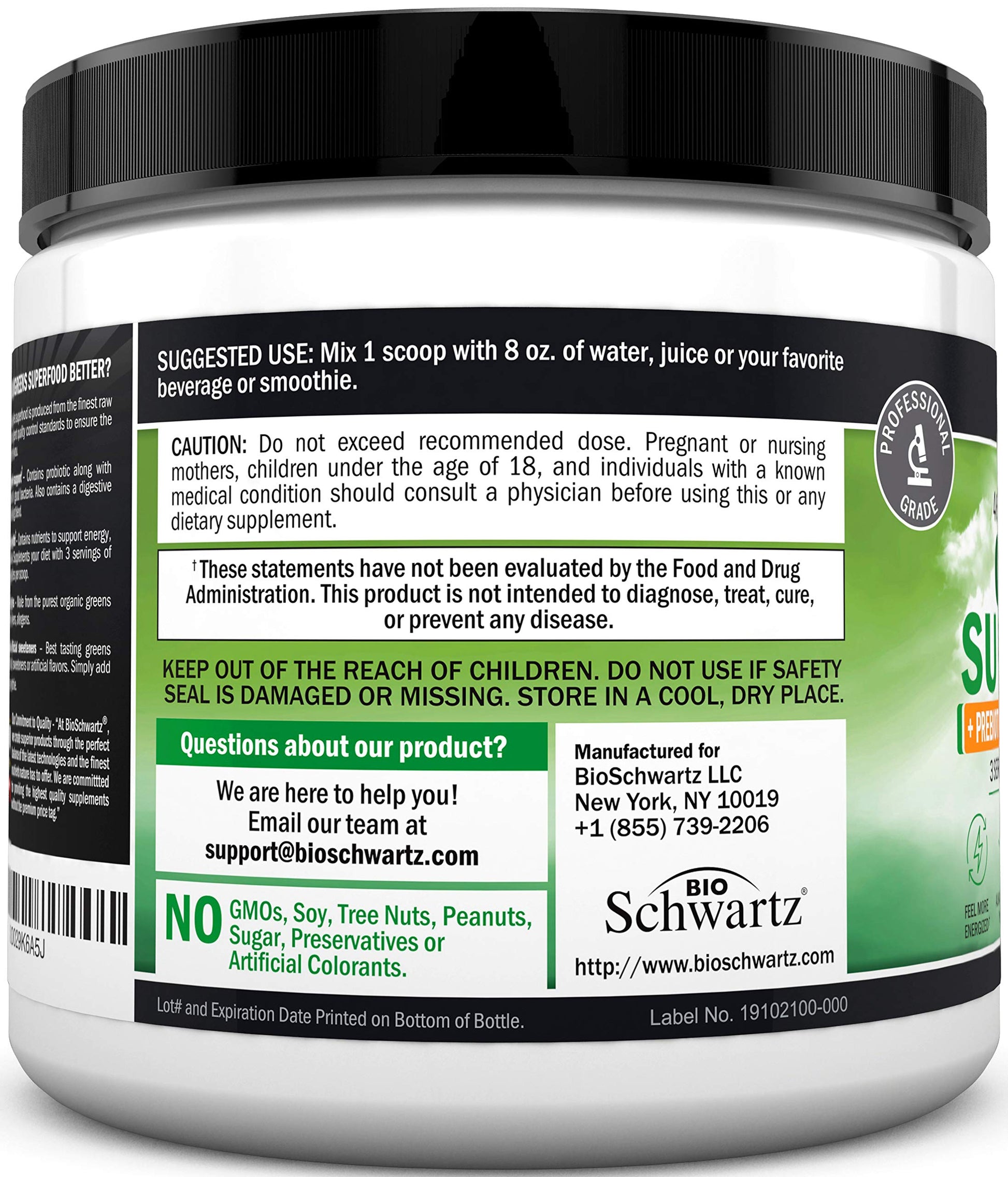 Super Greens Powder Superfood - Greens Powder with Probiotics Prebiotics Digestive BioSchwartz uk supplements