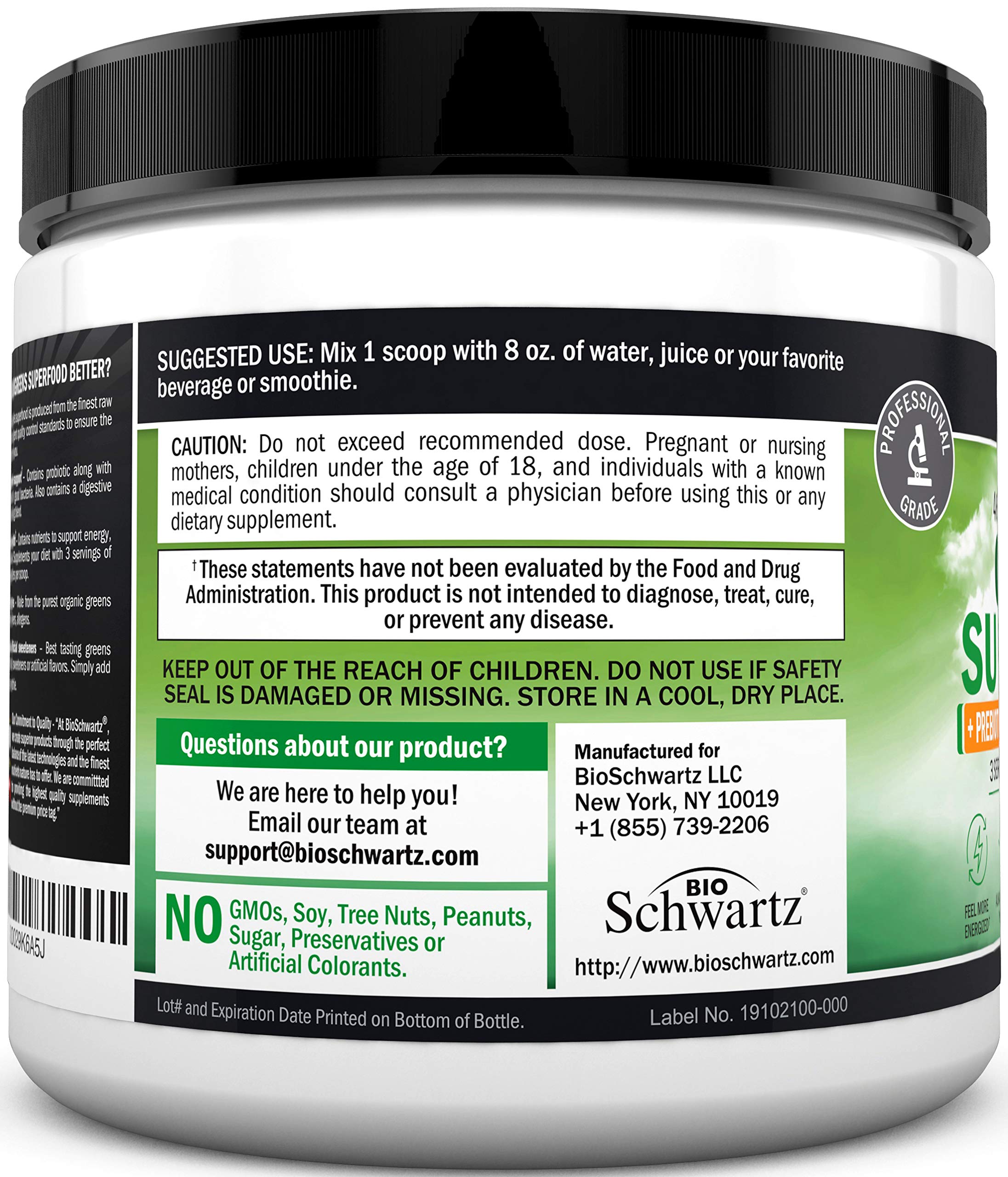 Super Greens Powder Superfood - Greens Powder with Probiotics Prebiotics Digestive BioSchwartz uk supplements