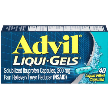 Advil Liqui-Gels Pain Reliever And Fever Reducer, Pain Medicine For Adults With Ibuprofen 200mg For Headache, Backache, Menstrual Pain And Joint Pain Relief - 40 Liquid Filled Capsules Advil uk supplements