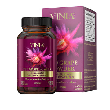VINIA 12-Hour Sustained Release Piceid Resveratrol Supplement. Nitric Oxide Supplement VINIA uk supplements