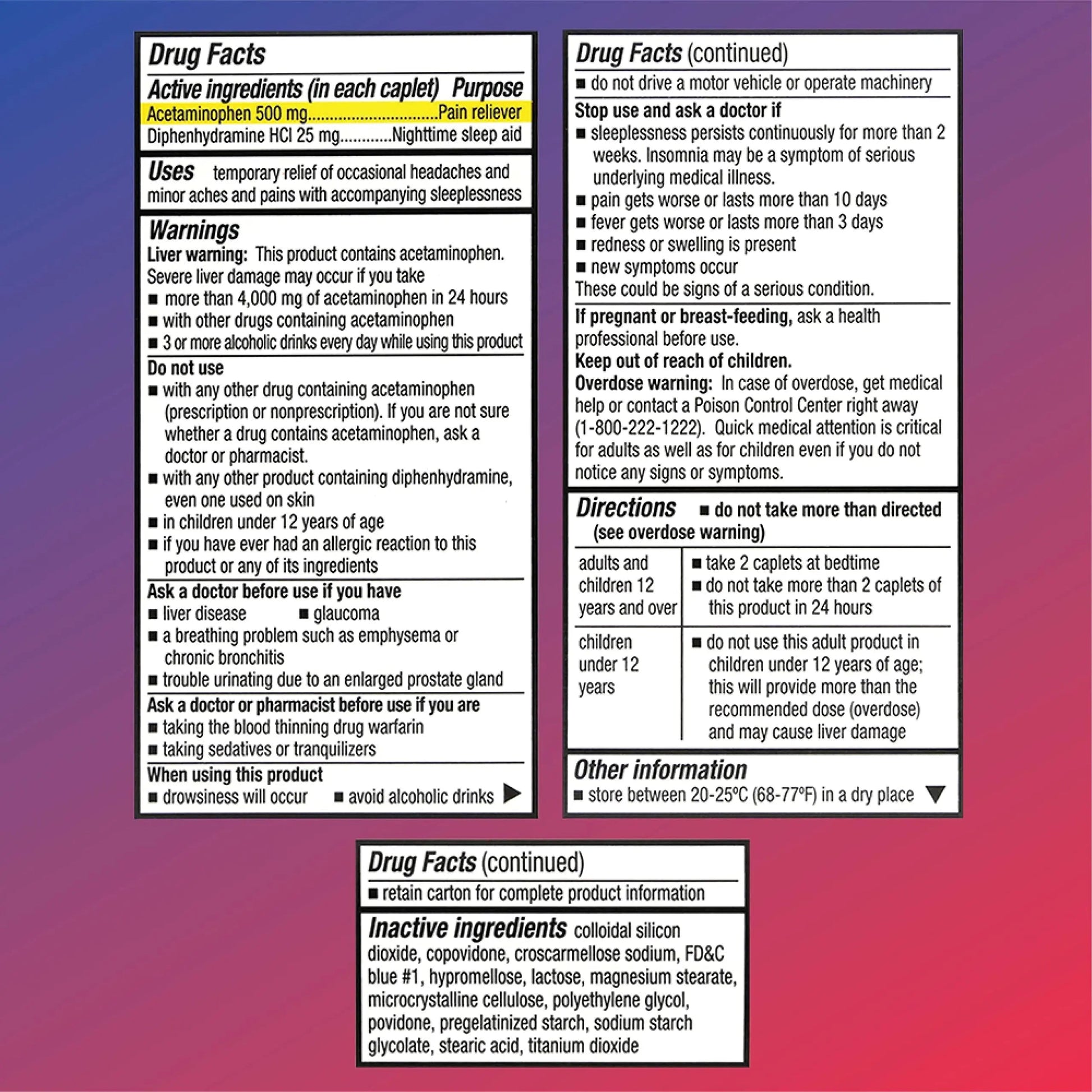 Quality Choice Extra Strength Pain Relief PM, Pain Reliever and Nighttime Sleep Aid, Acetaminophen 500 mg & Diphenhydramine HCI 25 mg (Sleep Aid), 50 Count Package of Caplets Quality Choice uk supplements