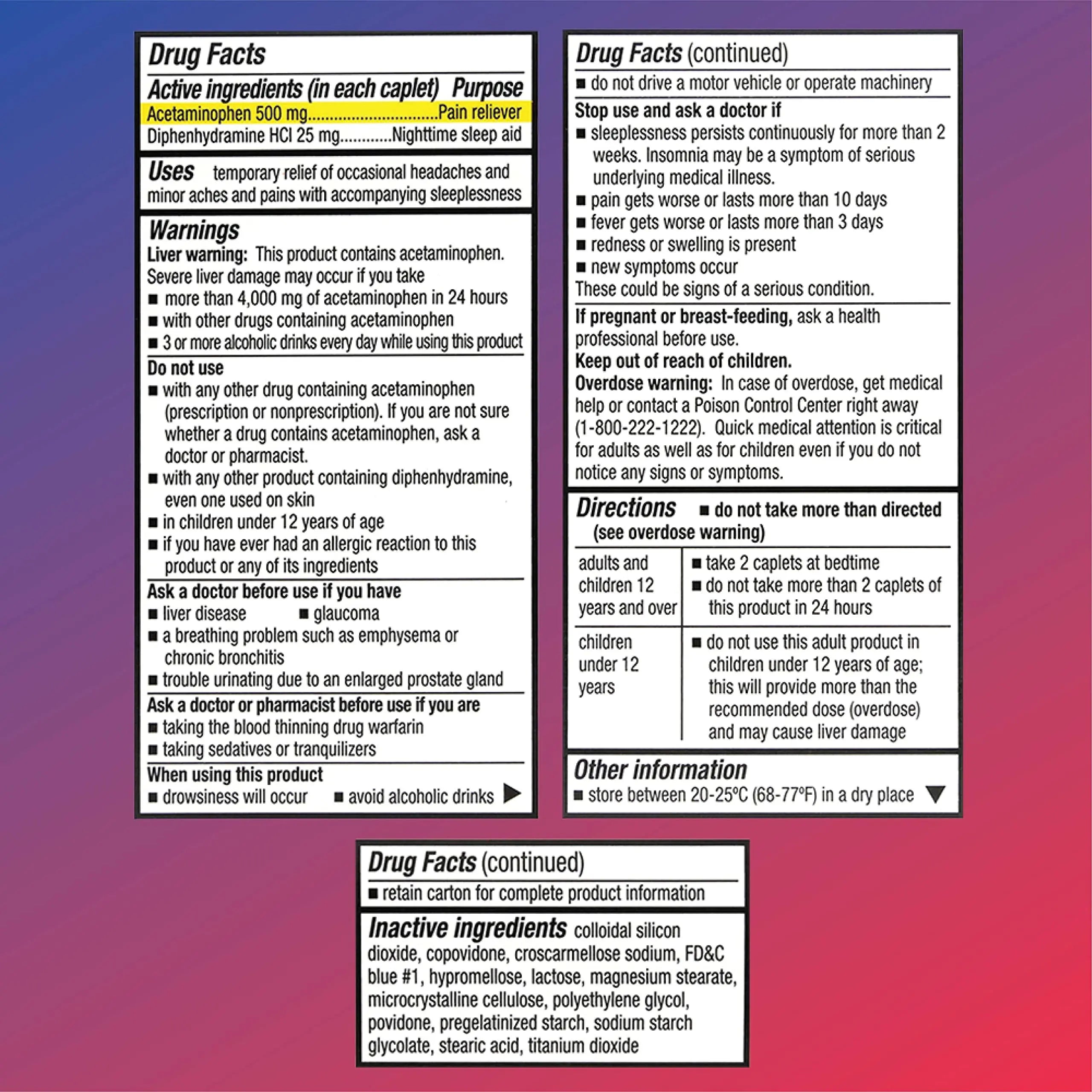 Quality Choice Extra Strength Pain Relief PM, Pain Reliever and Nighttime Sleep Aid, Acetaminophen 500 mg & Diphenhydramine HCI 25 mg (Sleep Aid), 50 Count Package of Caplets Quality Choice uk supplements