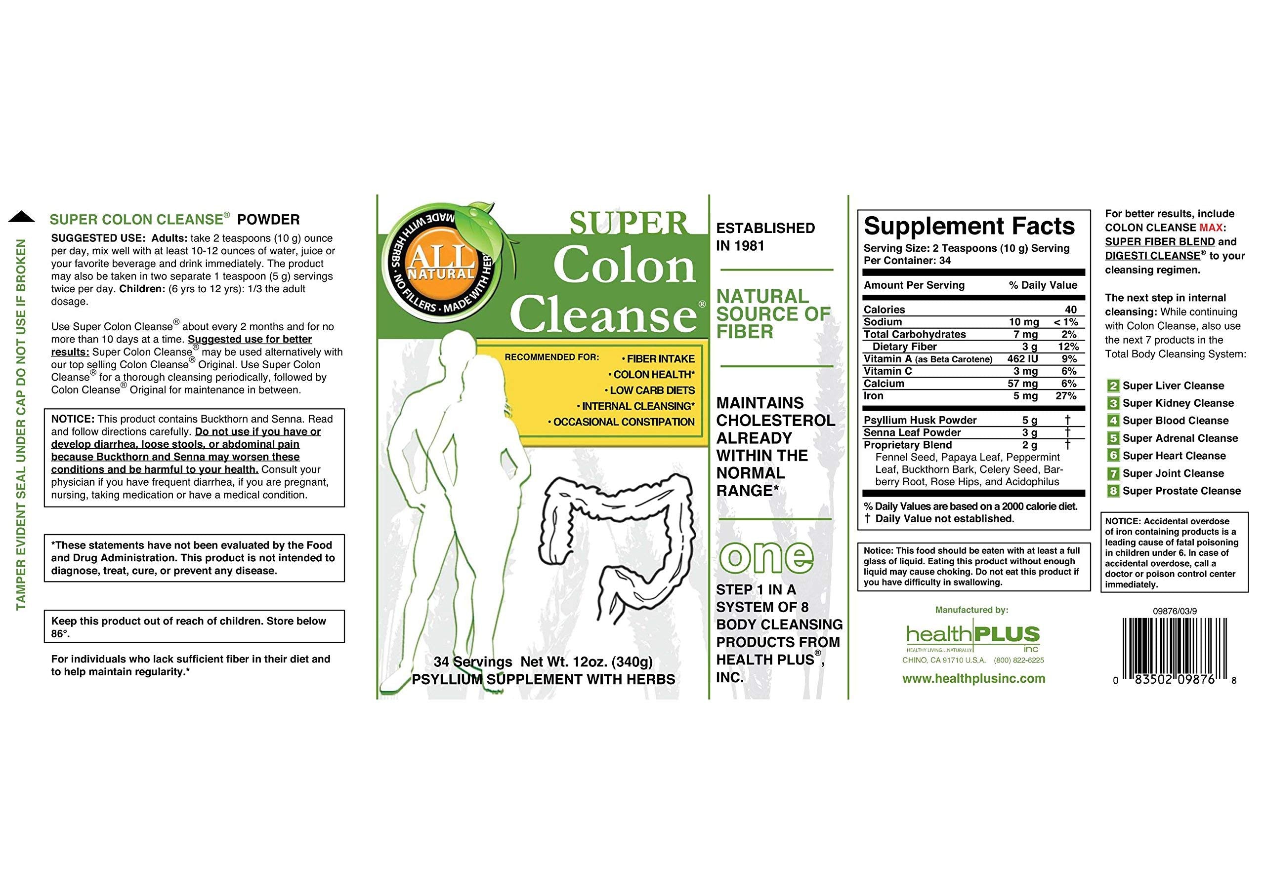 Health Plus Super Colon Cleanse: 10-Day Cleanse -Detox | More than 1 Cleanse, 12 Ounces Health Plus uk supplements