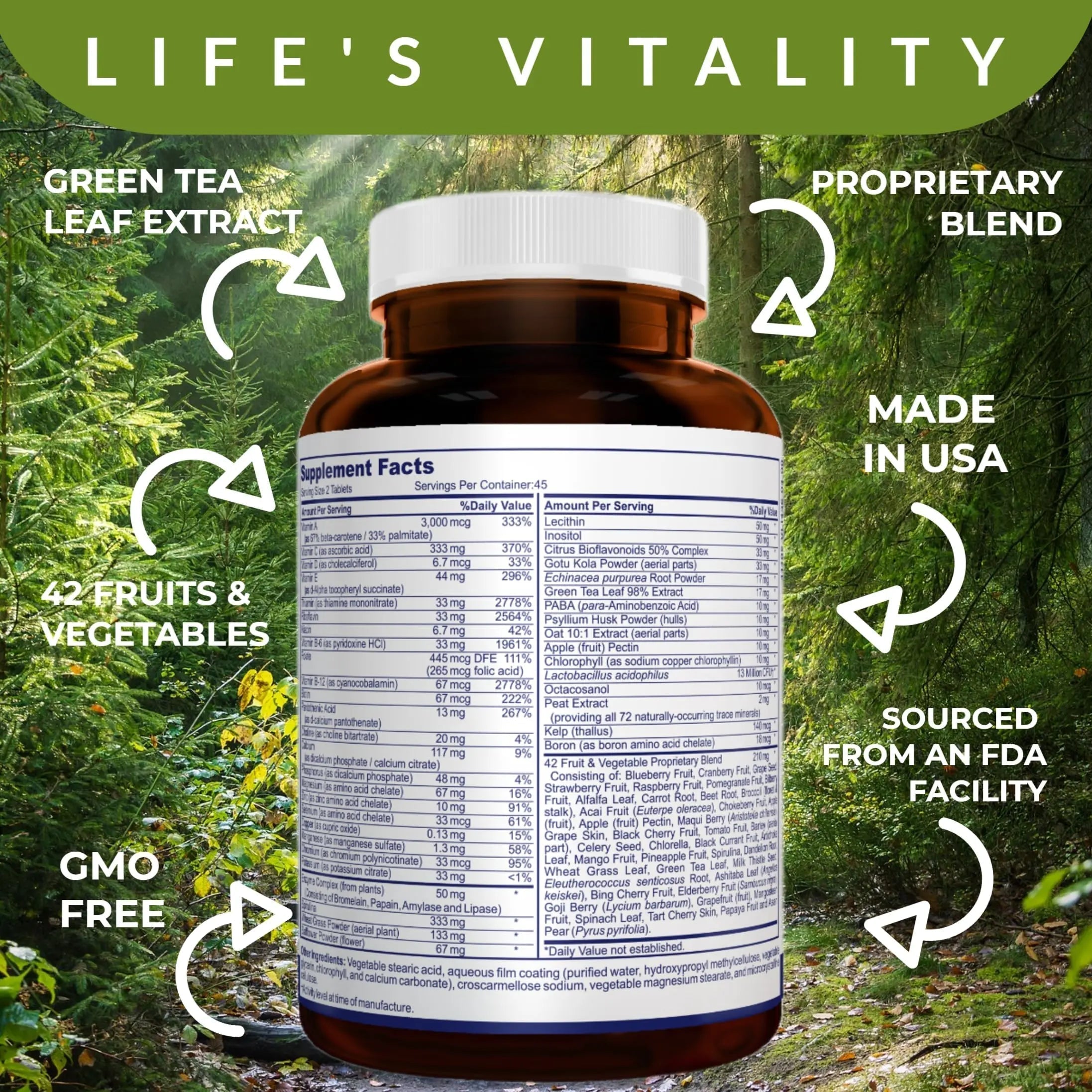 DR. MOSSERI Life's Vitality Vegan Multivitamin for Men & Women – Non-GMO Formula with 42 Fruits and Vegetables, Daily Multivitamin and Mineral Complex DR. MOSSERI uk supplements