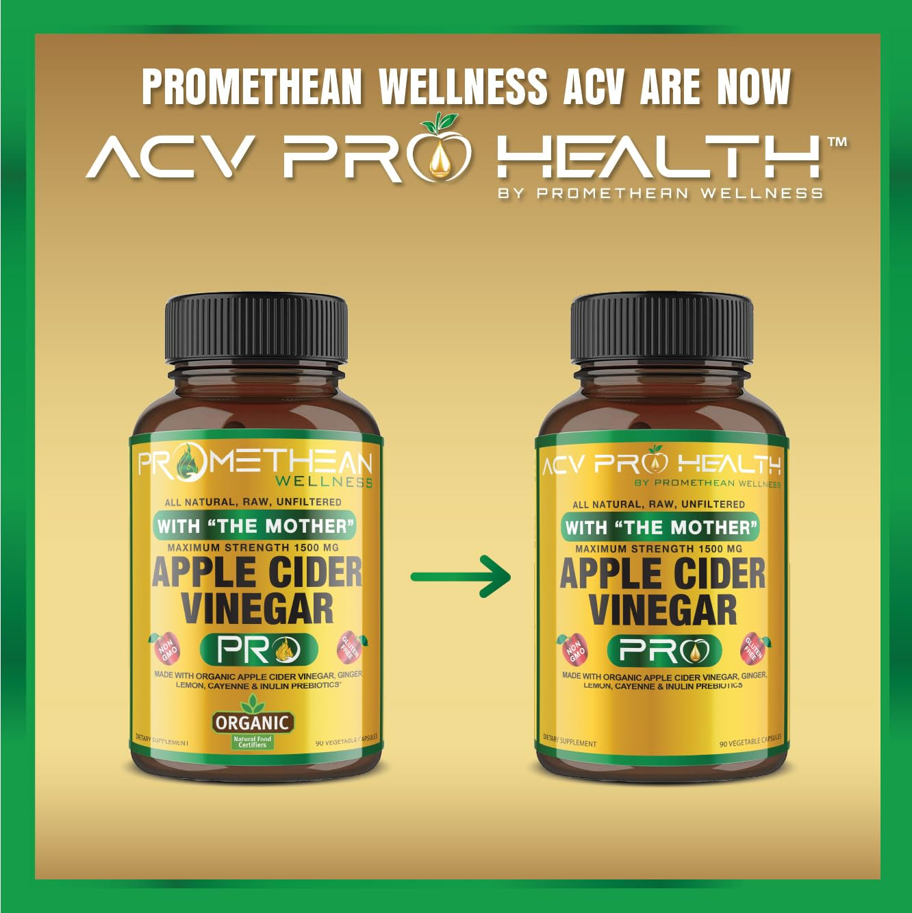 Certified Organic Apple Cider Vinegar Capsules Pro with Mother Acv Pills Detox Promethean Wellness uk supplements