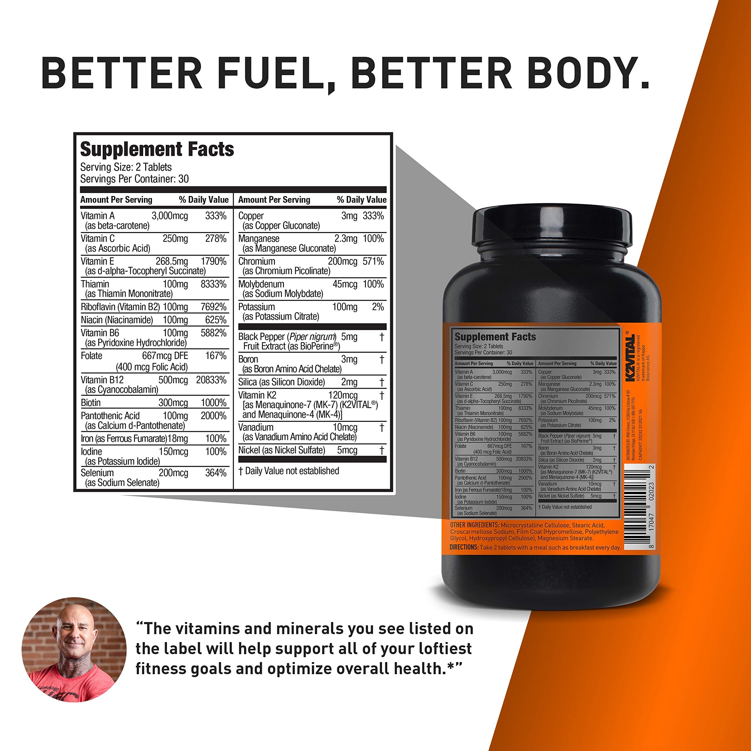 JYM Supplement Science Vita JYM Sports Multivitamin & Mineral Support, Vitamin A, C, B6, B12, E, K, Boron, Biotin, Potassium 60 Tablets JYM Supplement Science uk supplements
