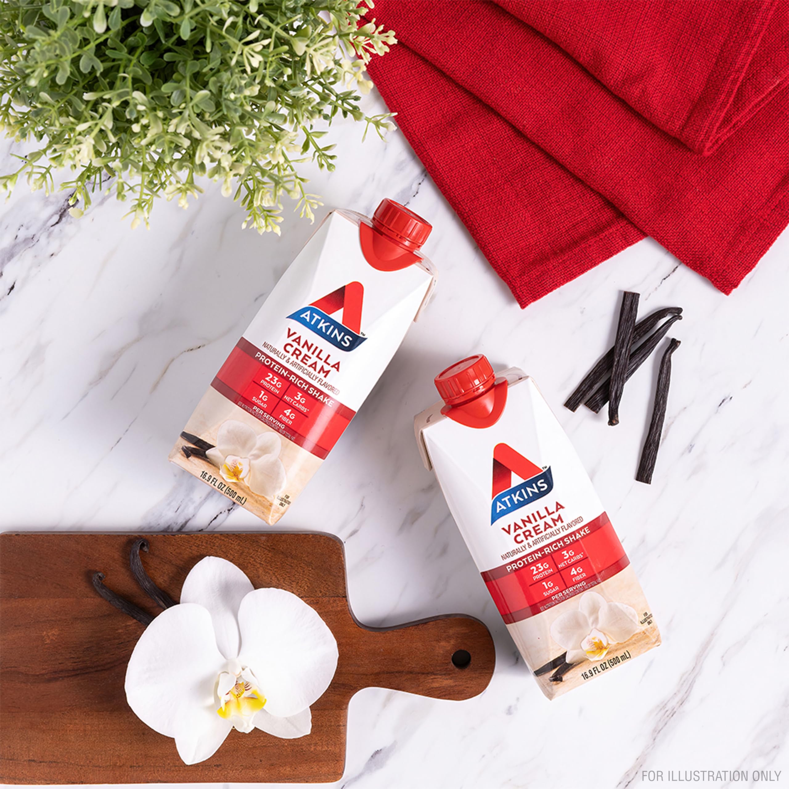 Atkins Vanilla Cream Meal Size Protein Shake, 23g Protein, Low Glycemic, 3g Carb Atkins uk supplements