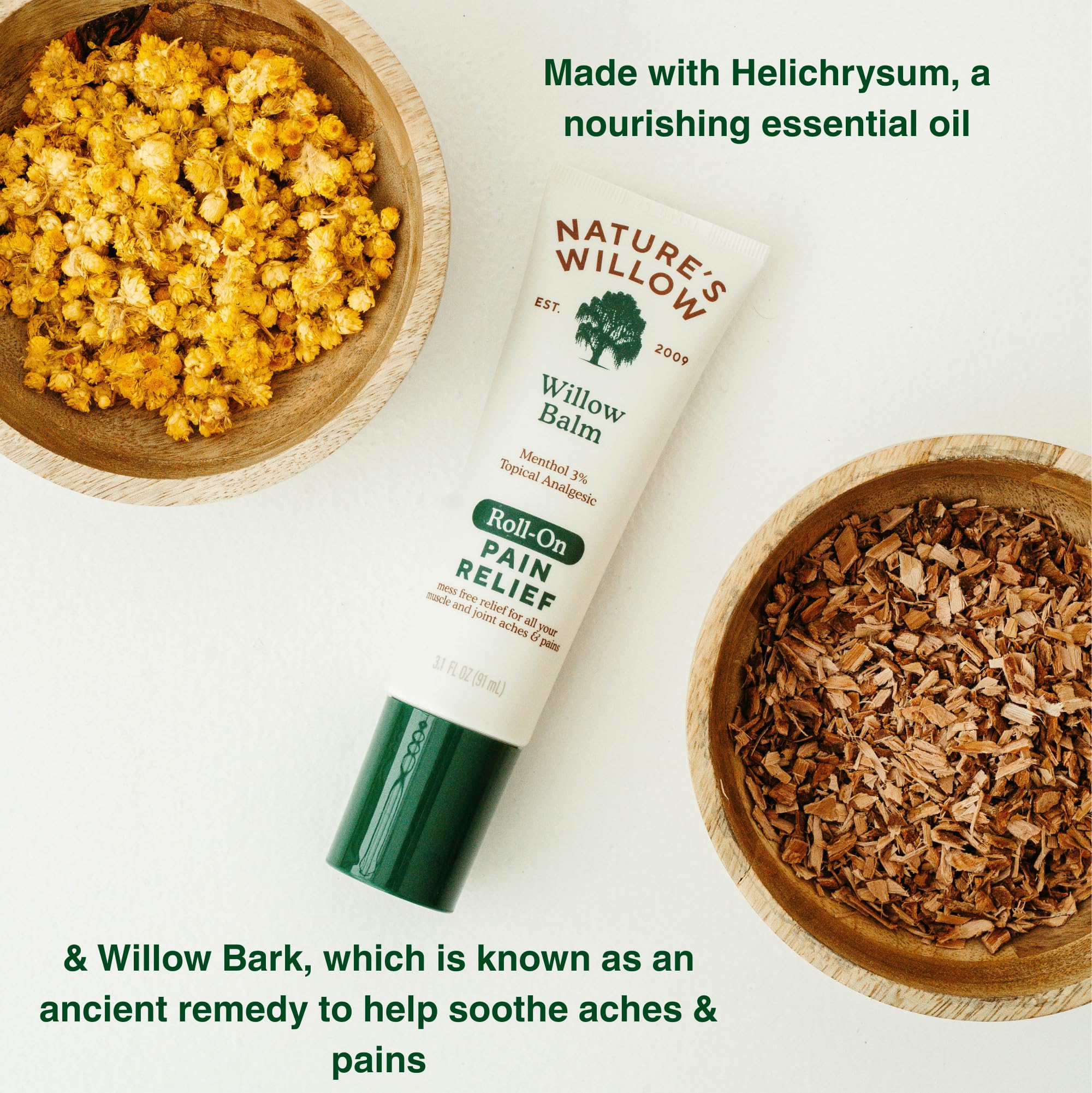 NEW Nature's Willow ROLL-ON Pain Relief | Fast-Acting, No-Mess Relief for Back, Neck, Knees & Joints | Willow Bark & Menthol | Clean, Fresh Scent | No Dyes or Artificial Fragrance | 3.1 fl oz | 3-Pack Nature's Willow uk supplements