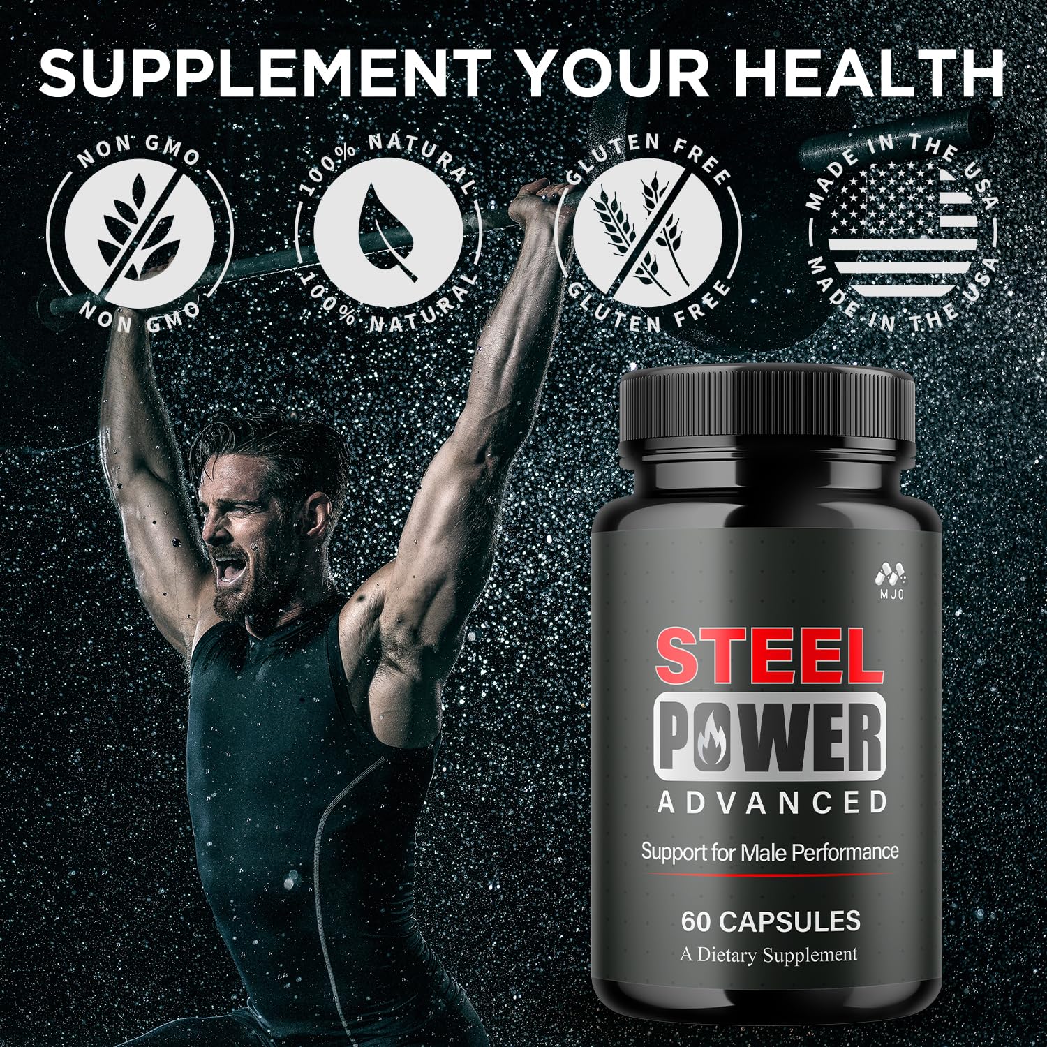 Steel Power Capsules, Official Steel Power for Men with All Natural Ingredients, Advanced SteelPower Men's Health and Wellness Vitamin Formula Pills with Maximum Strength Multivitamins (60 Capsules) MJO uk supplements