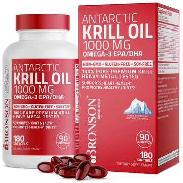 Bronson Antarctic Krill Oil 1000 mg with Omega-3s EPA, DHA, Astaxanthin and Phospholipid Bronson uk supplements