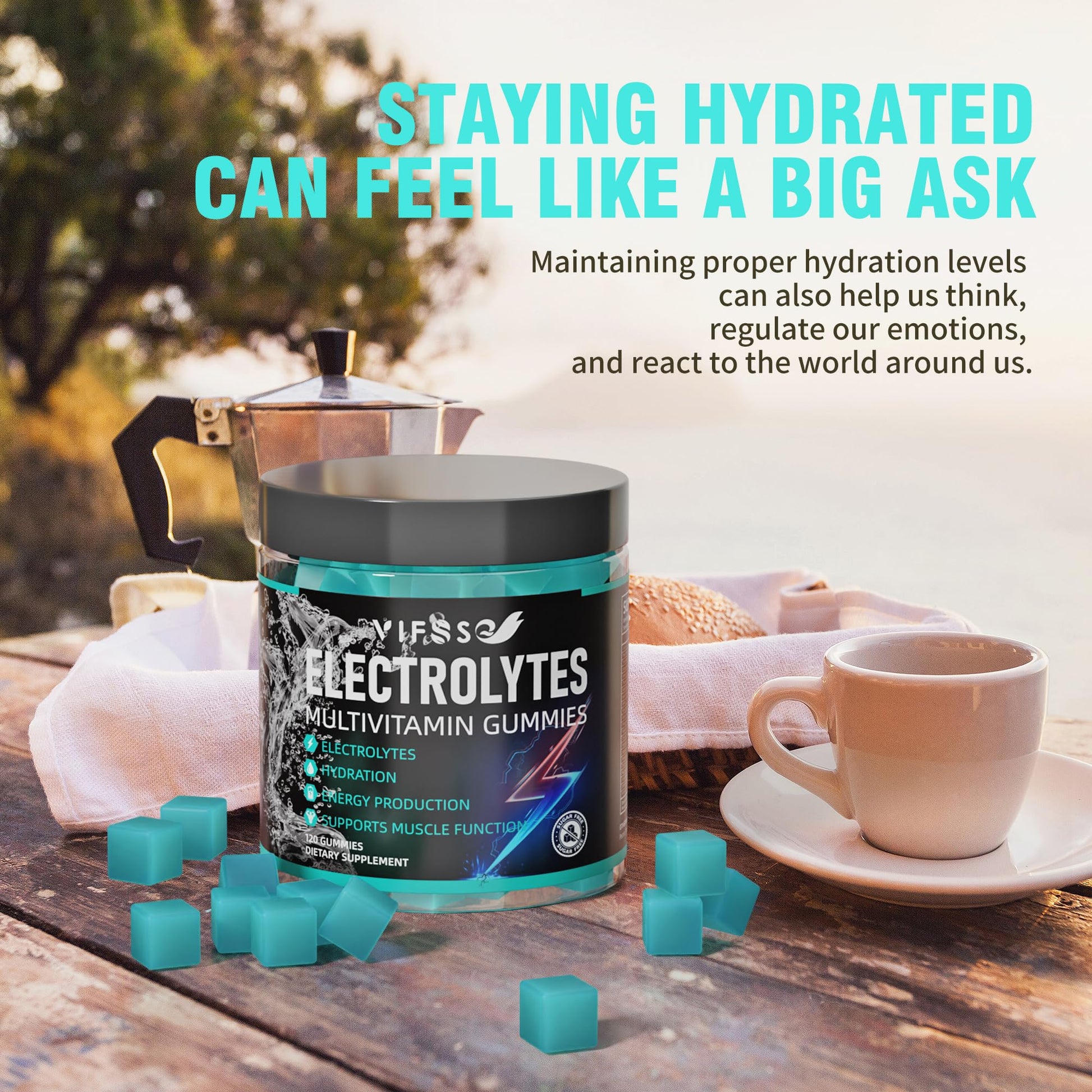 VIFSSG Electrolytes Gummies No Sugar, 120 Chewable Electrolyte Gummies with 6 Electrolytes for Runners and Endurance Sports, Refreshing Blue Raspberry, Hydration Electrolyte Chews, 1 Pack VIFSSG uk supplements