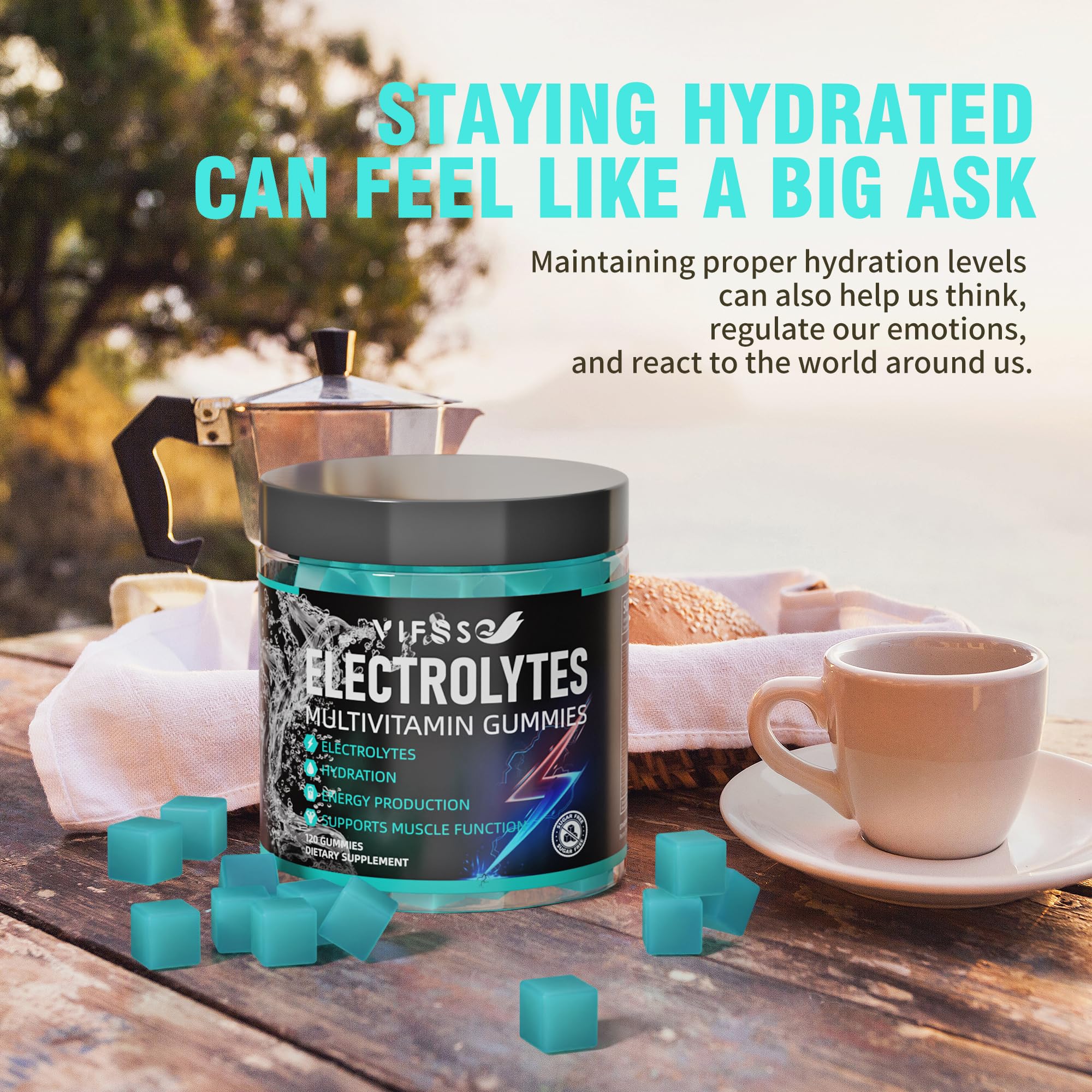 VIFSSG Electrolytes Gummies No Sugar, 120 Chewable Electrolyte Gummies with 6 Electrolytes for Runners and Endurance Sports, Refreshing Blue Raspberry, Hydration Electrolyte Chews, 1 Pack VIFSSG uk supplements