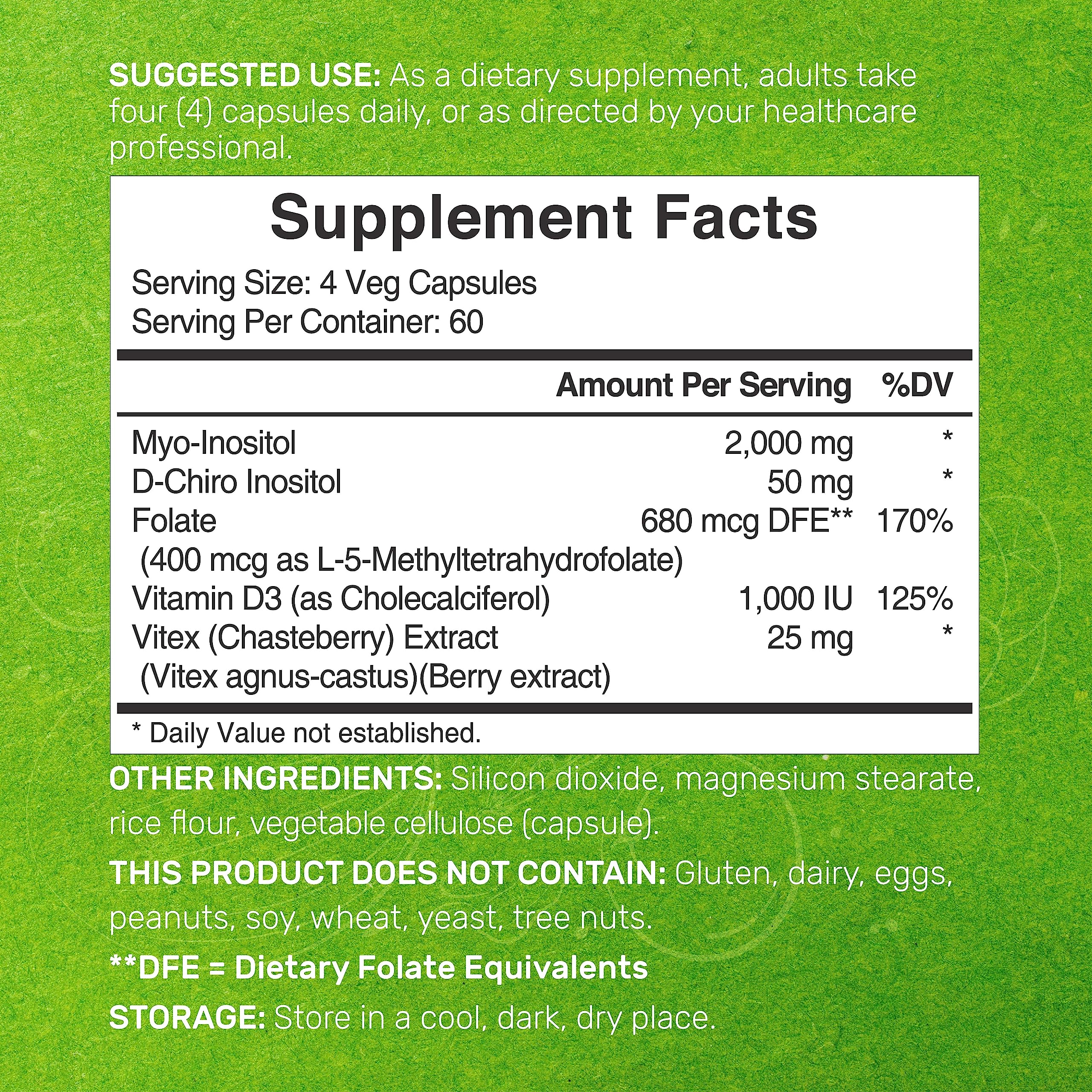 Myo-Inositol & D-Chiro Inositol Supplement (40:1) 2,050mg Per Serving, 240 Veggie Cap DEAL SUPPLEMENT uk supplements