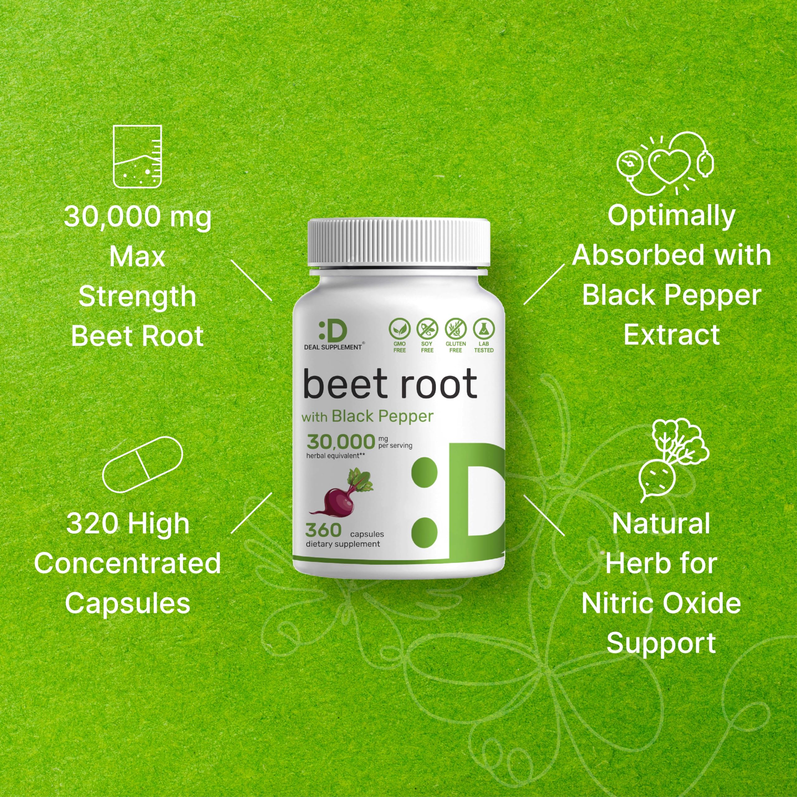Beet Root Capsules 30000mg Per Serving, 360 Count, with Black Pepper Extract – Enhanced DEAL SUPPLEMENT uk supplements