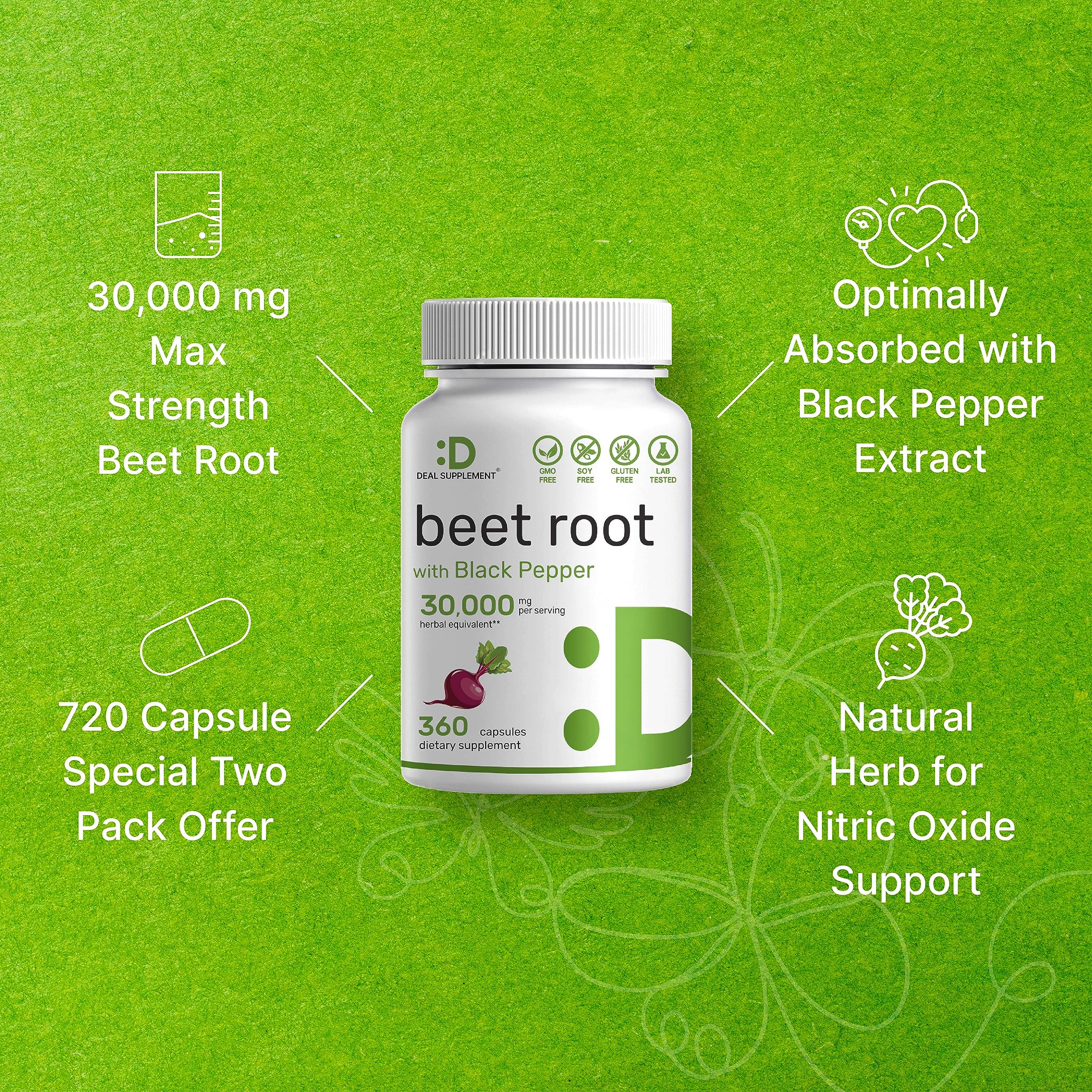 Two Pack Beet Root Capsules 30000mg Per Serving, 720 Counts | with Black Pepper Extract Eagleshine Vitamins uk supplements