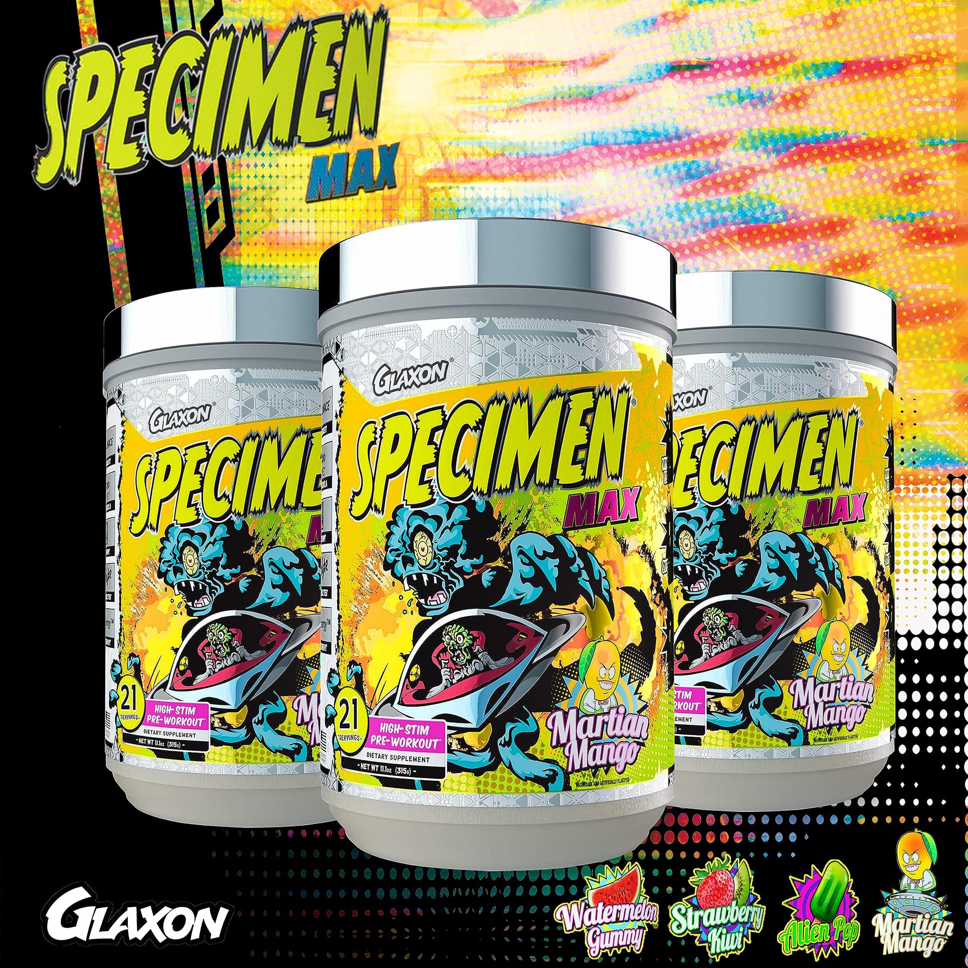 Glaxon Specimen Max High Stim Pre-Workout | 400mg Caffeine + 3200mg Beta Alanine Glaxon uk supplements