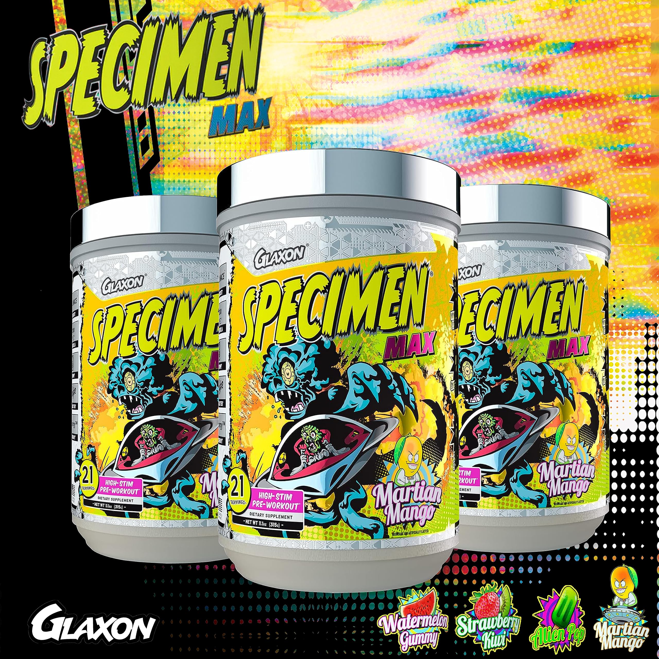 Glaxon Specimen Max High Stim Pre-Workout | 400mg Caffeine + 3200mg Beta Alanine Glaxon uk supplements