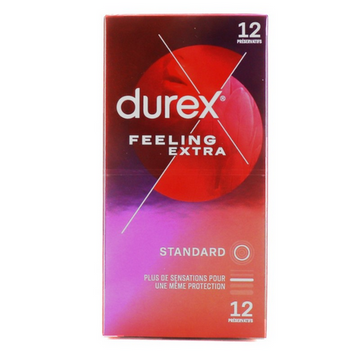 Durex Feeling Extra : 12 thin and lubricated condoms Durex uk supplements