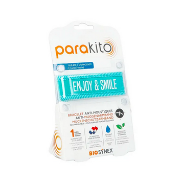 Parakito turquoise "Enjoy & smile" rechargeable mosquito repellent bracelet PARAKITO uk supplements