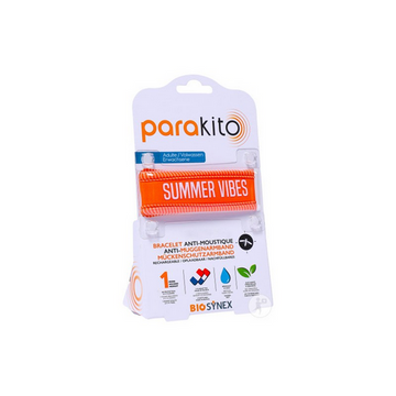 Parakito orange "Summer vibes" rechargeable mosquito repellent bracelet PARAKITO uk supplements