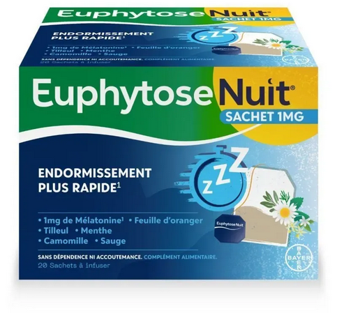 Euphytose Nuit Infusion: Sleep Aid with Melatonin & Herbs 20 Sachets TrustMedUSA uk supplements