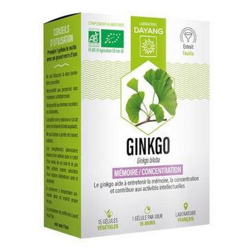 Organic Ginkgo biloba bio 15 capsules - DAYANG DAYANG uk supplements