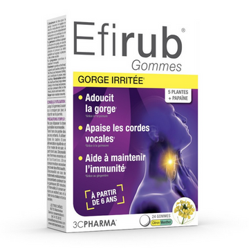 Efirub sore throat 24 lemon-menthol gummies 3C PHARMA uk supplements