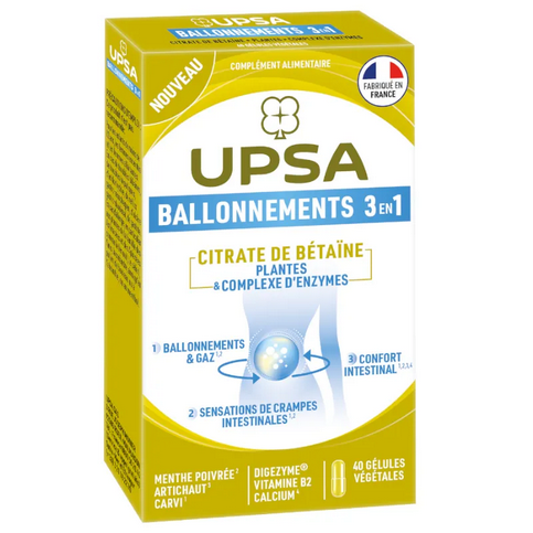 UPSA Ballonnements 3 en 1 : citrate de betaine and plants - 40 vegetable capsule UPSA uk supplements